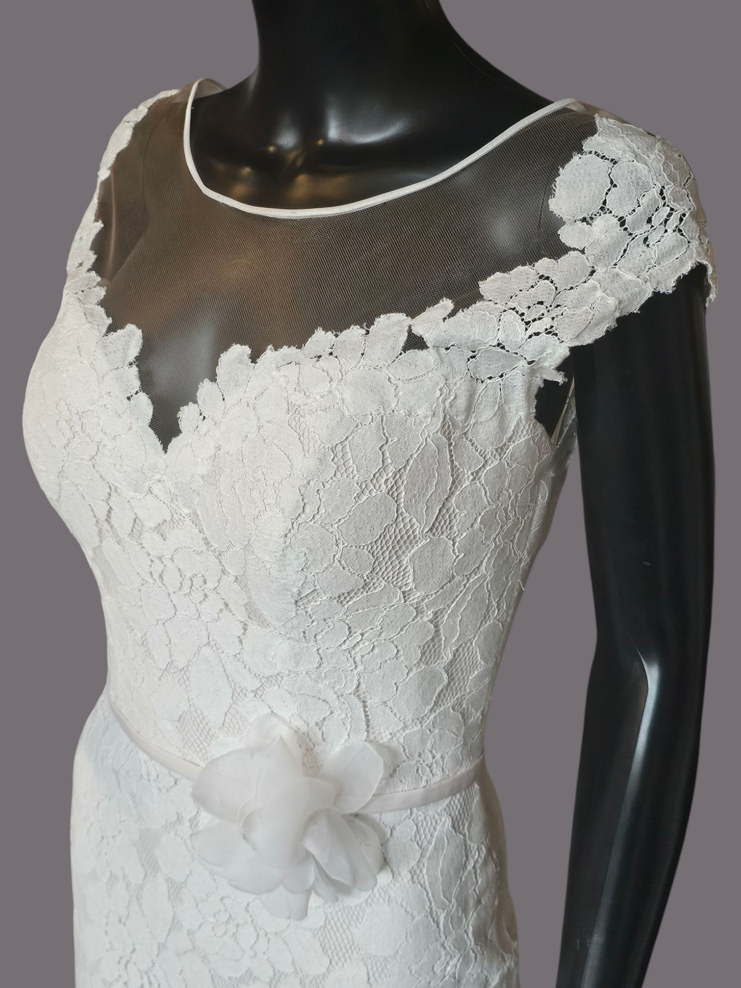 Lace Overlay Illusion Open Back Mikaella by Paloma Wedding Gown