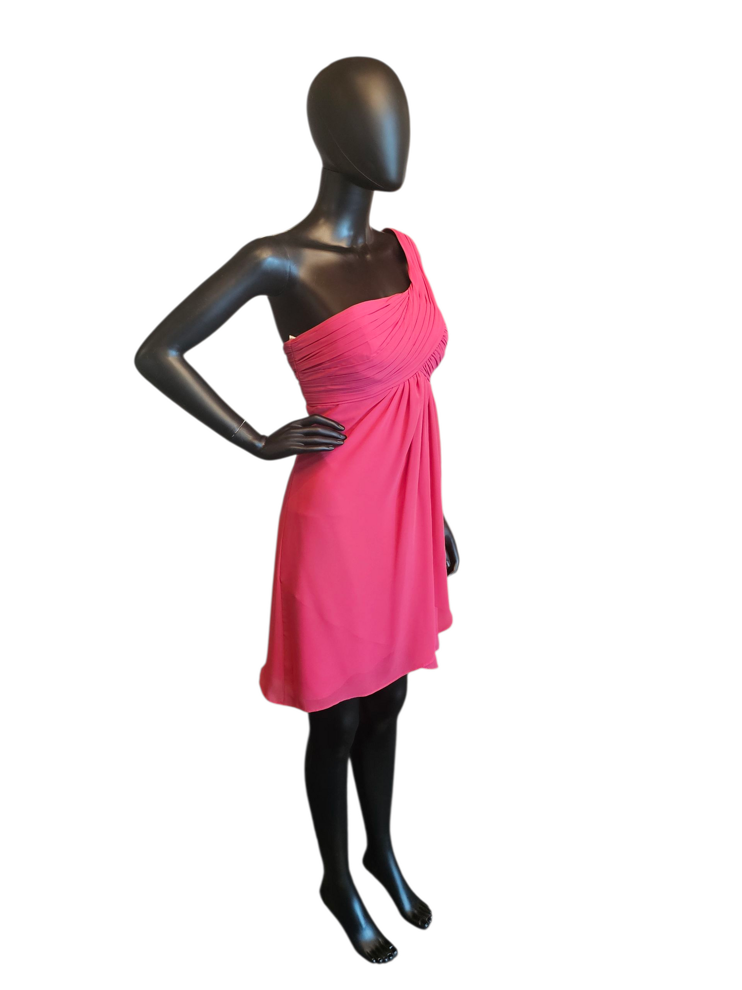 Watermelon Chiffon One Shoulder Party/Cocktail Dress - Bill Levkoff