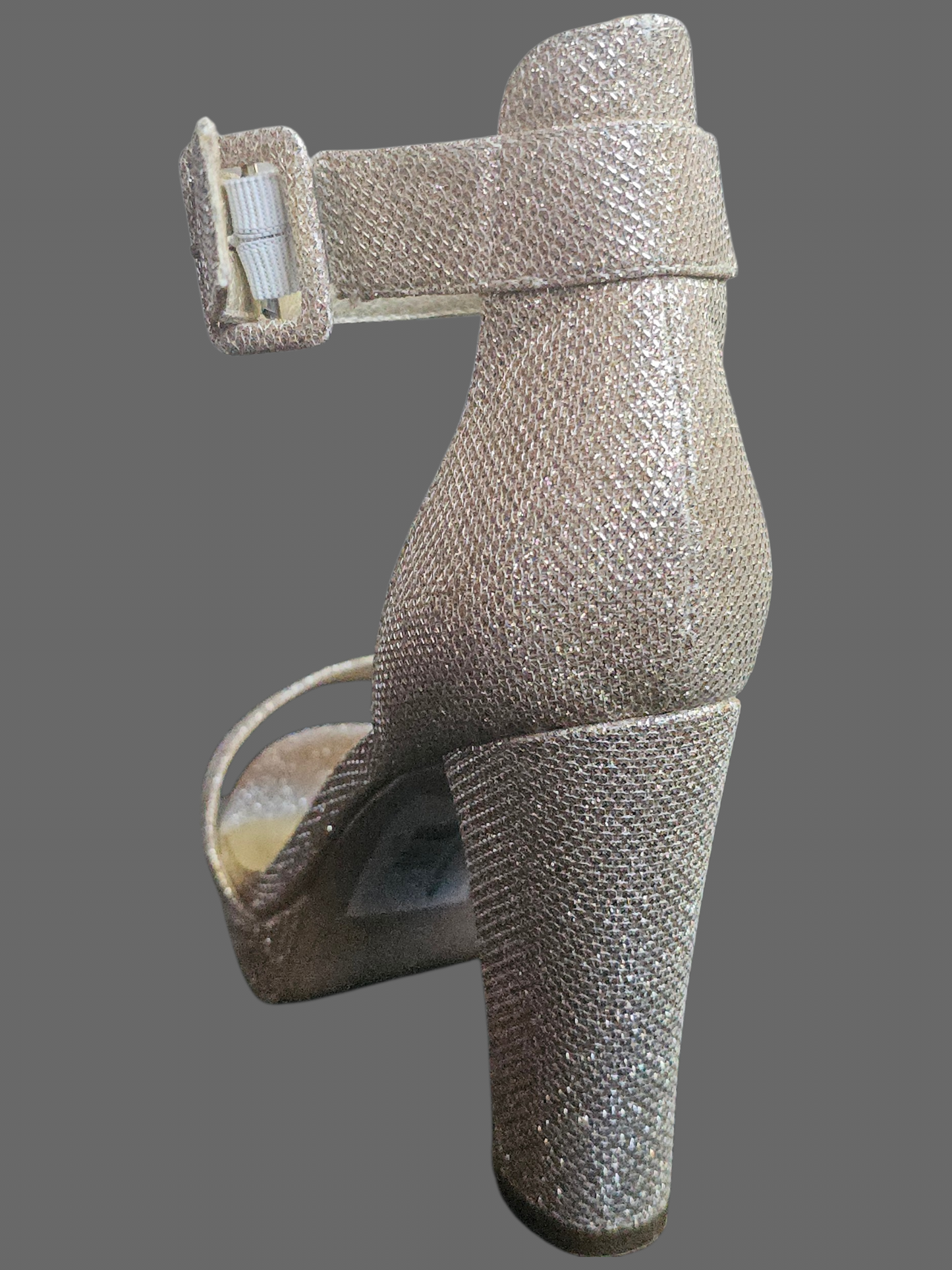 Rose Gold Platform Ankle Strap Heel Shoe