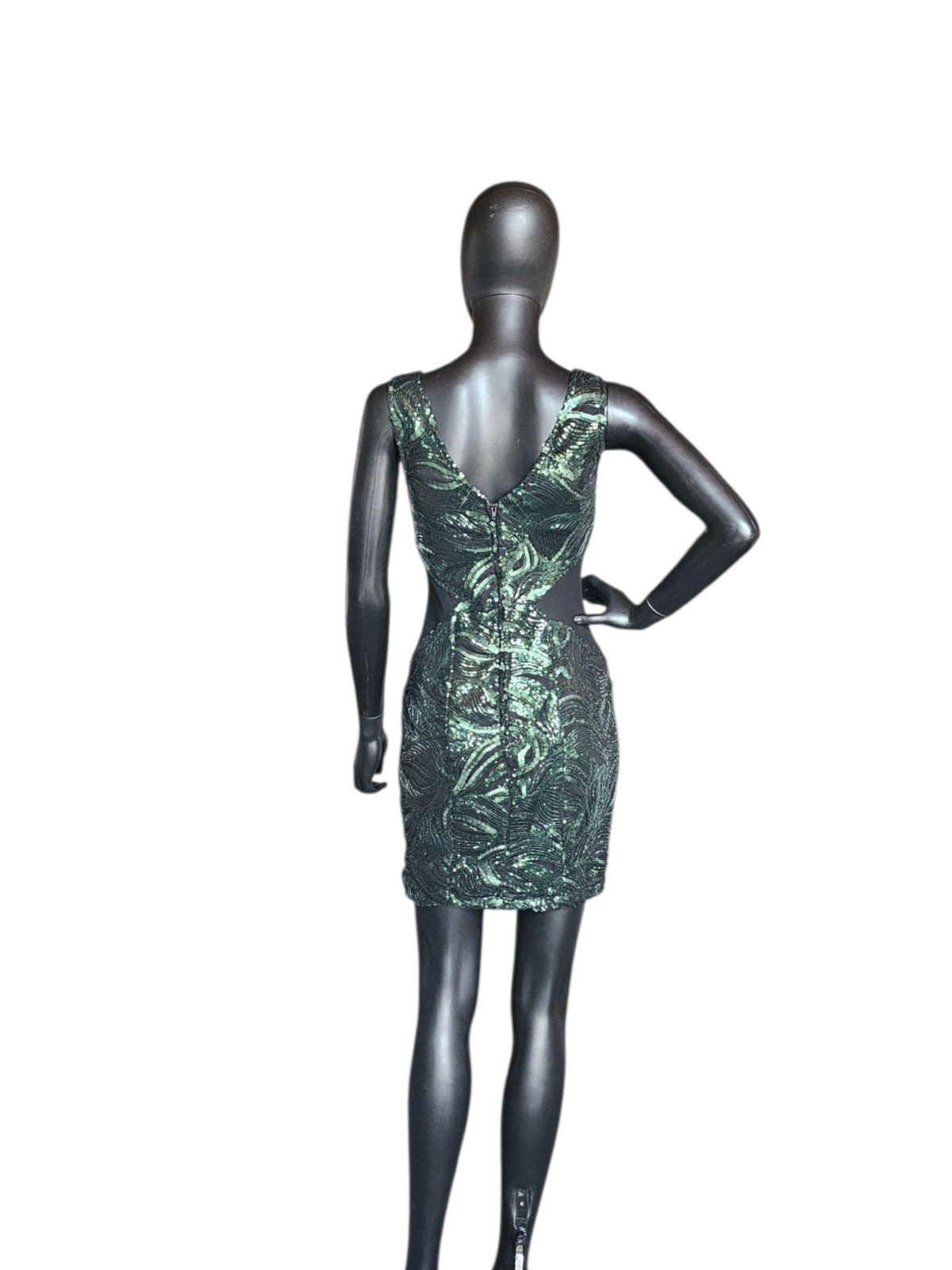 Forest Green Sequin Bodycon Cutout Homecoming Dress- Charlotte Russe