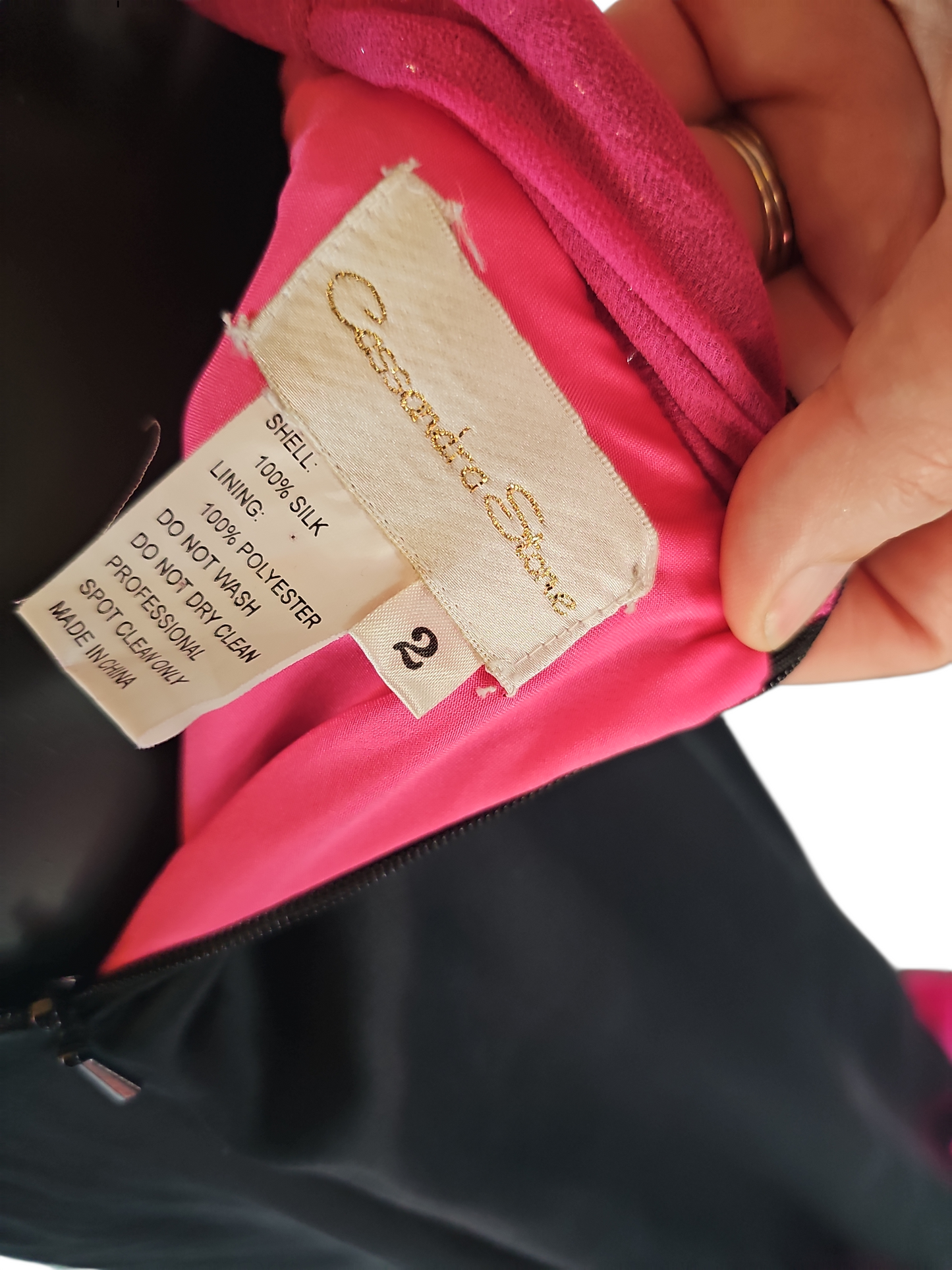 Vintage Y2K 100% Silk Pink/Black Halter High Low Hem Dress - Cassandra Stone