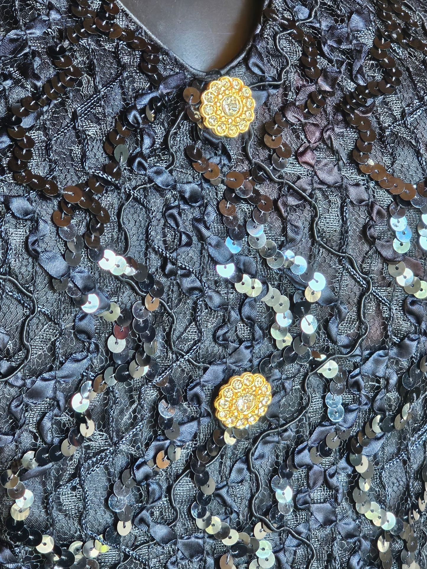 Vintage Black Lace/Satin Halter Formal Dress - Bari Jay