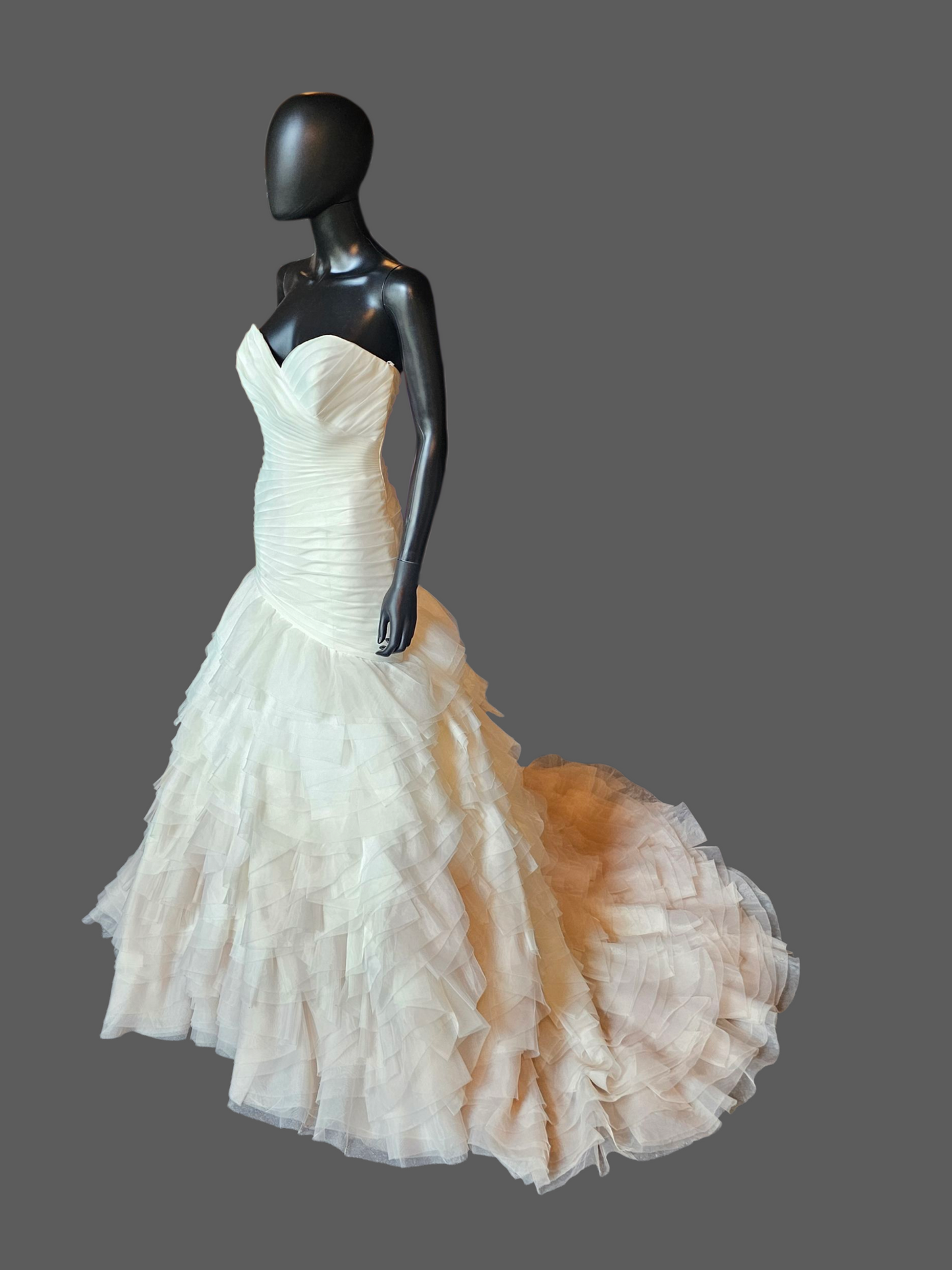 Ivory/Gold Ombre Fit/Flare Ruffle Sweetheart Wedding Gown - Mori Lee