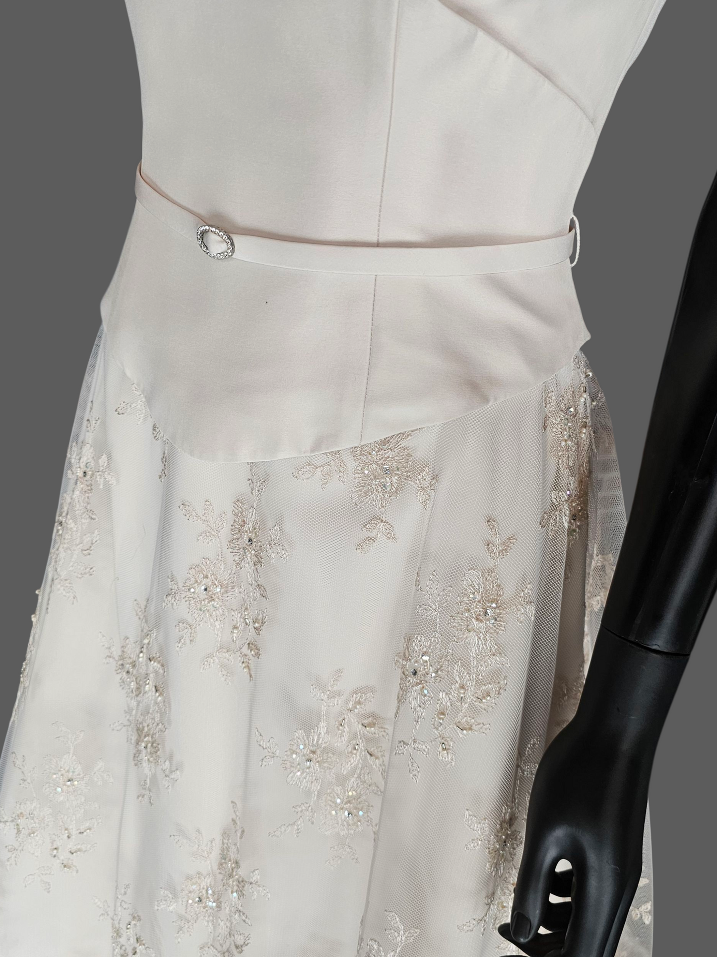 Antique Ivory 2-Piece V-Neck Lace Skirt Wedding Gown - Essence