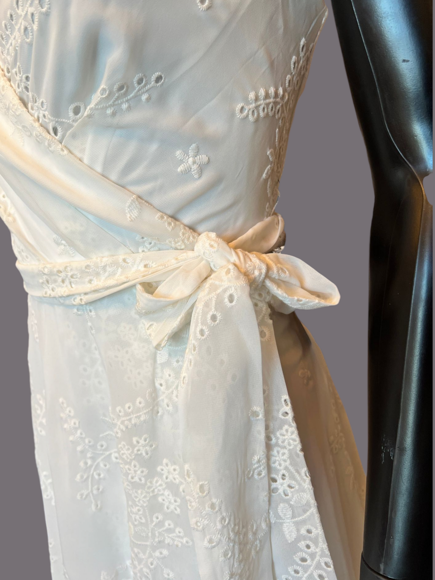 White Chiffon Eyelet Cocktail Dress - DKNY - NWT