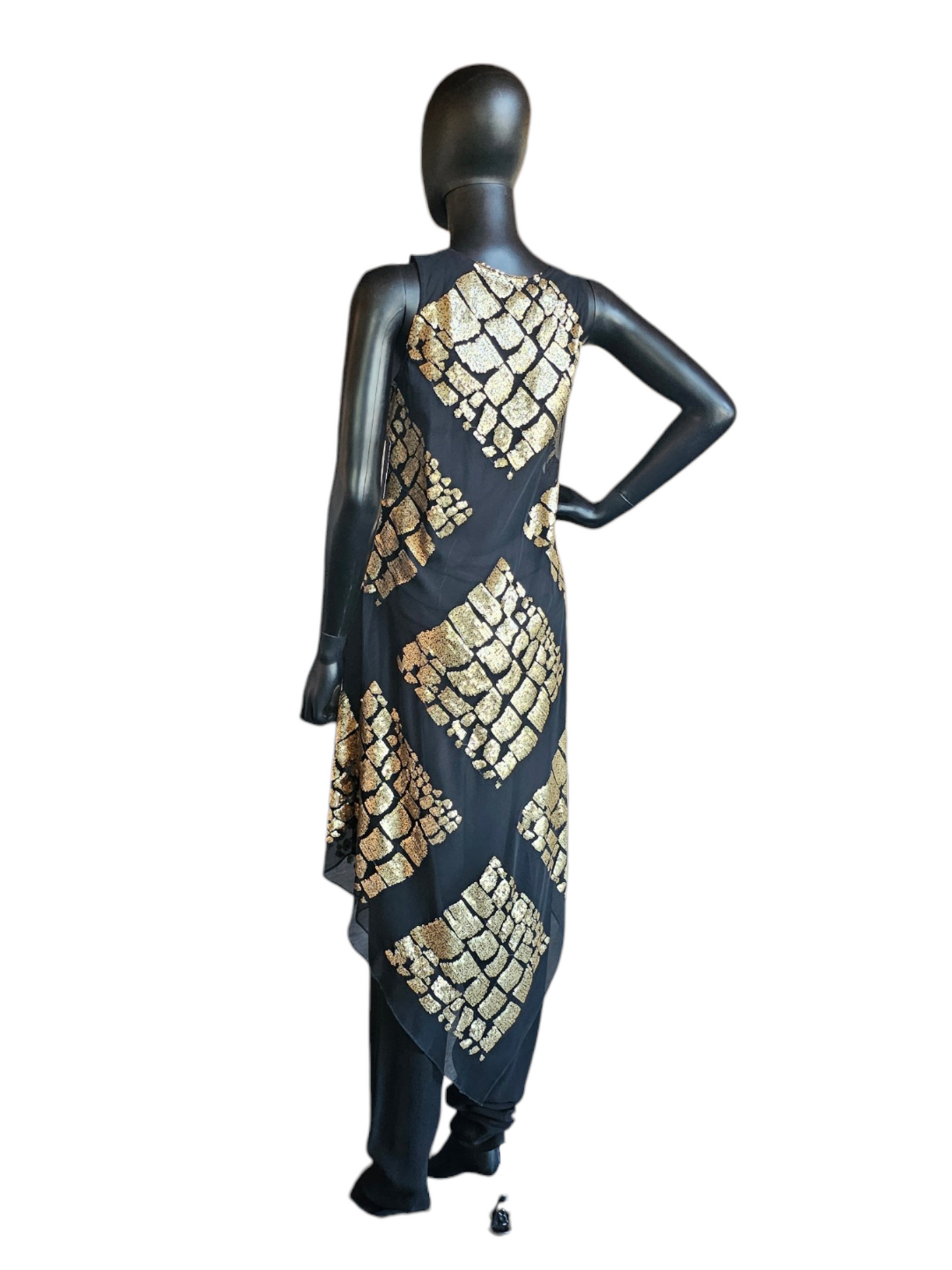 Black/Gold Sequin Top Silk Tunic/Pant  Formal/ Religious Occasion - Catherine Bacon