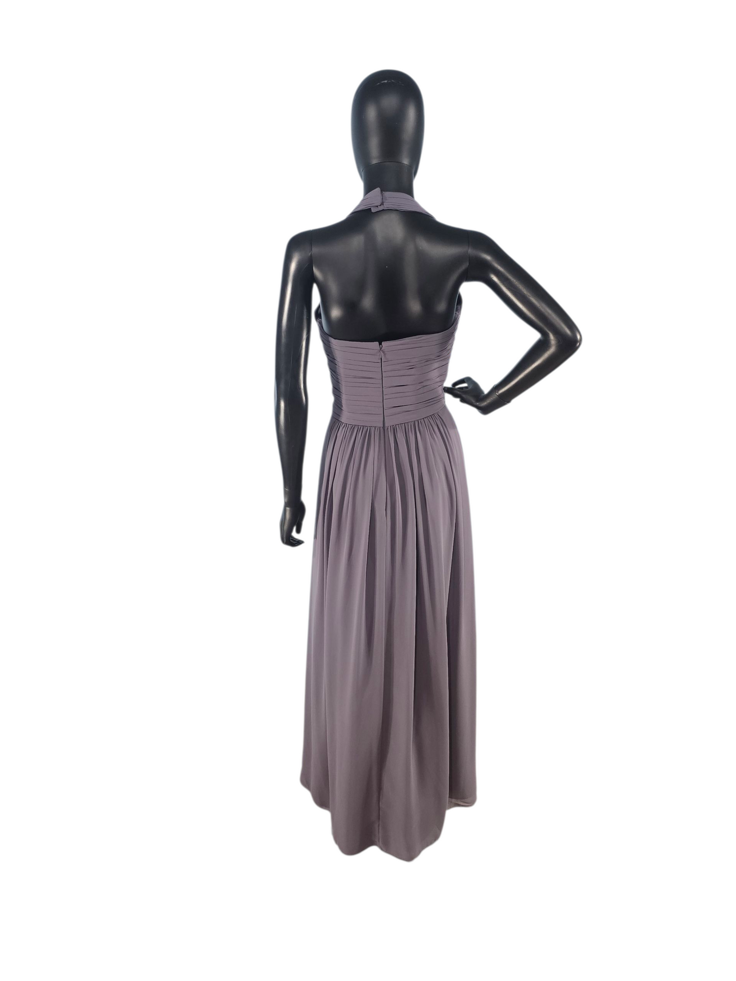 Pewter Chiffon Halter Formal Dress NWOT - Bill Levkoff