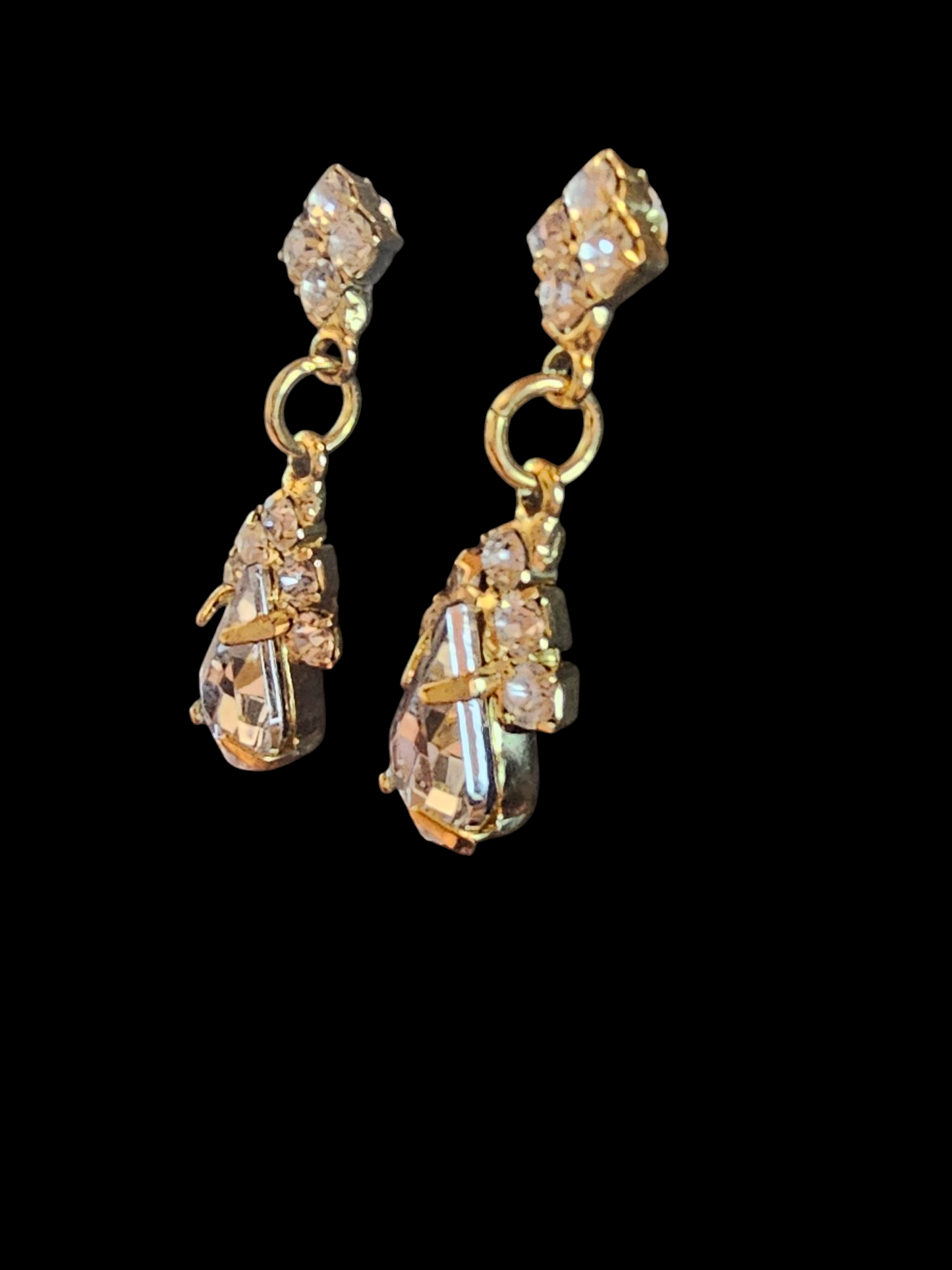 Gold/Crystal Drop Necklace/Earring Set