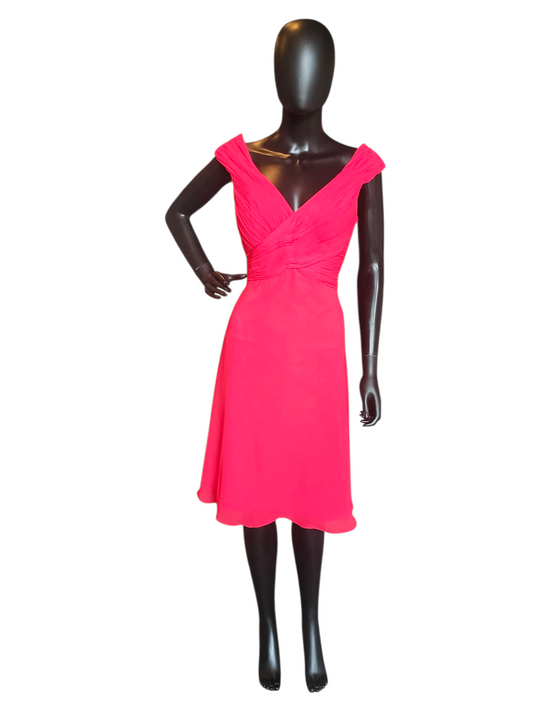 Cherry Red Chiffon Party Dress - Da Vinci