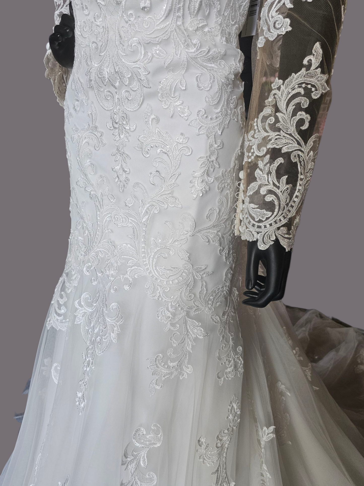 Ivory Lace Overlay Long Sleeve Wedding Gown - Morilee Madeline Gardner