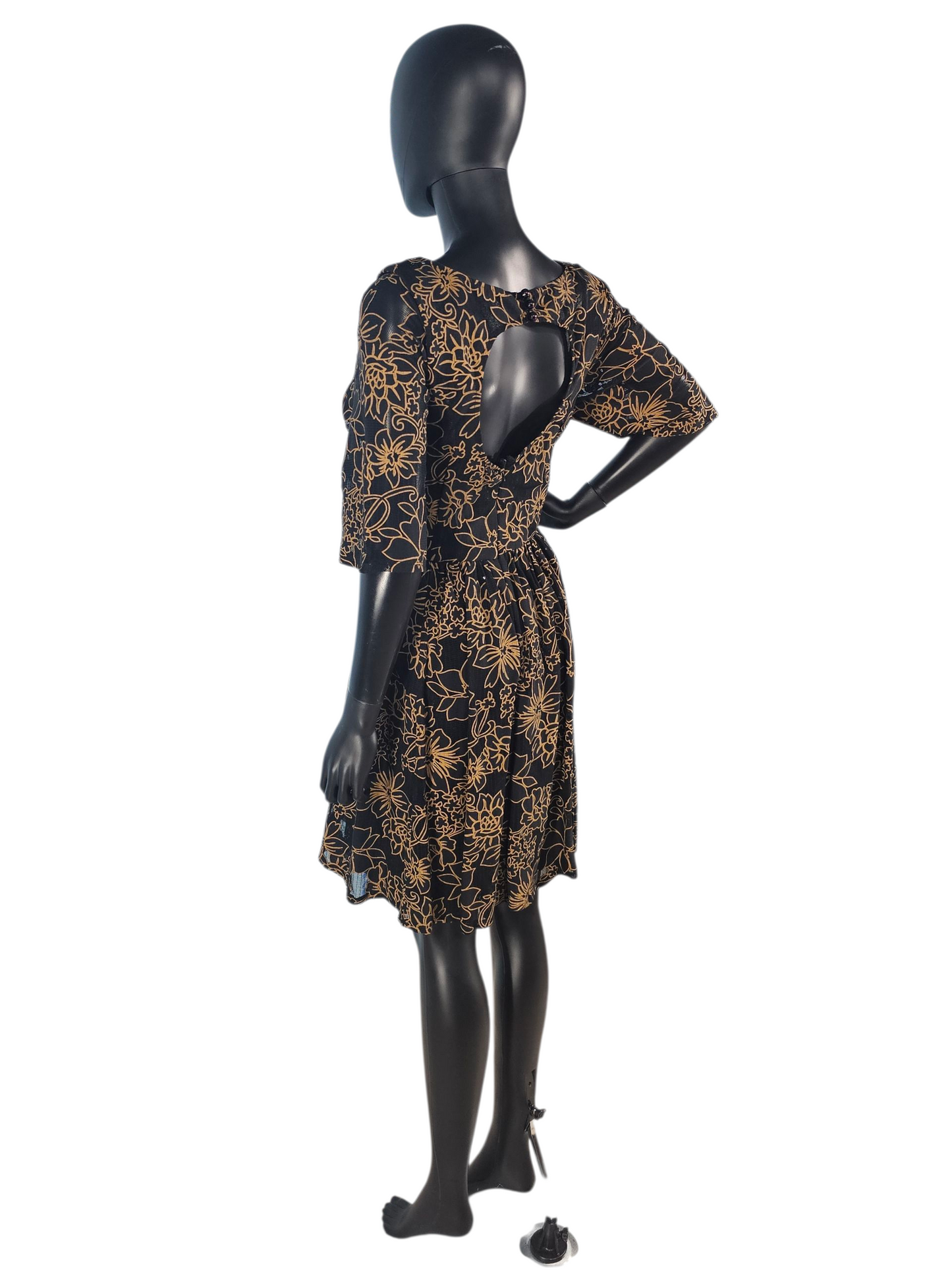 Black and Gold Floral Shimmer Cocktail Dress / Party Dress - Plenty Dresses by Tracy Reese
