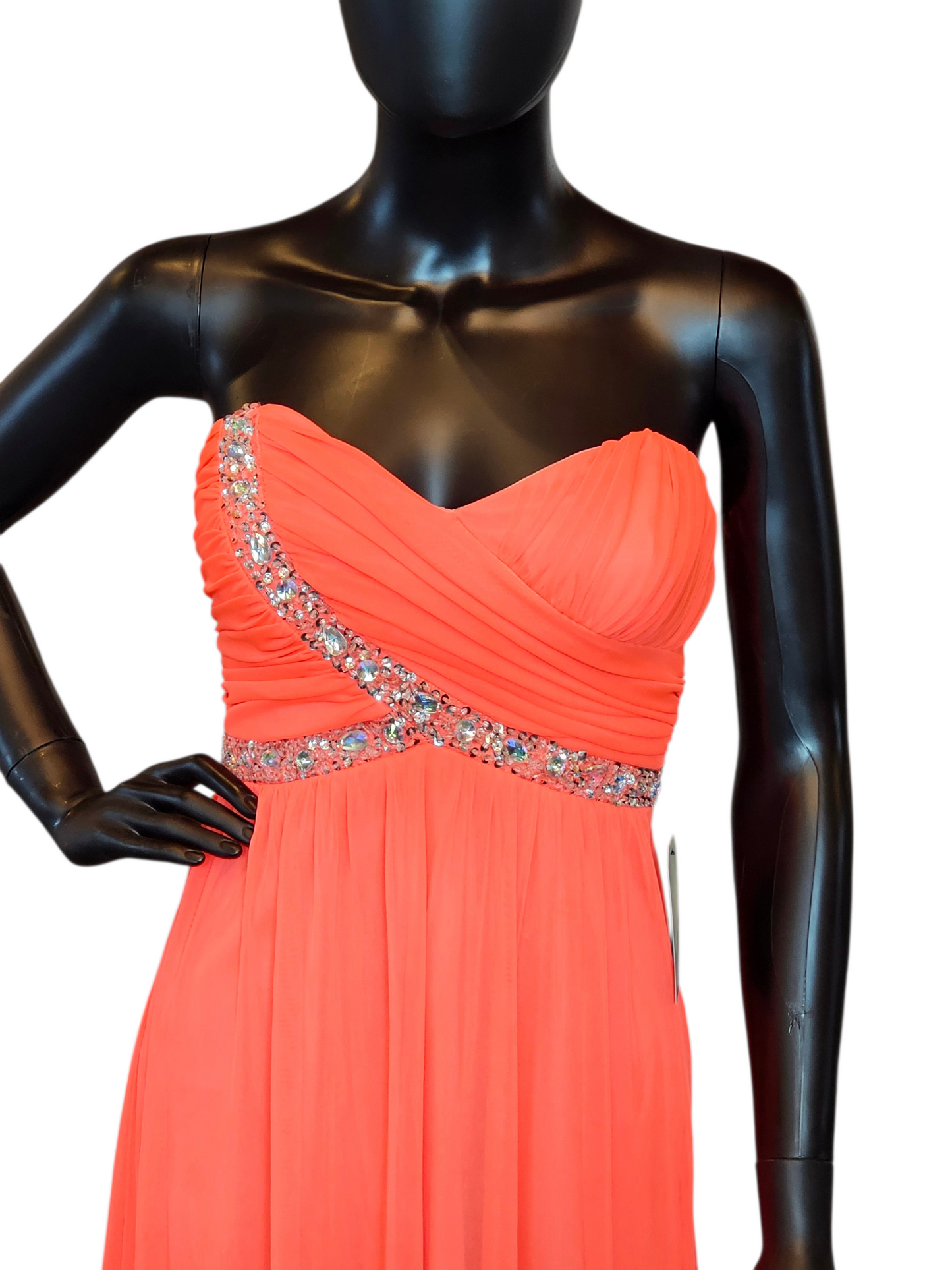 Electric Orange Chiffon Sweetheart Full Length Prom/Party Dress