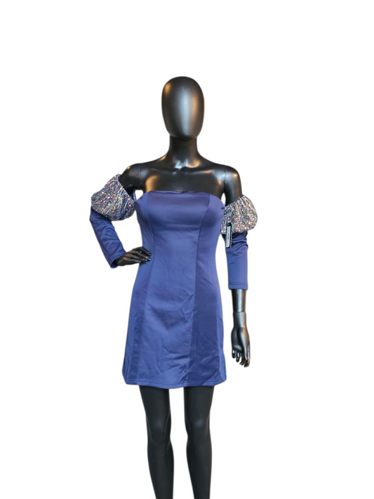 Navy Stretch Off Shoulder NWT Homecoming/ Formal Dress - Giffniseti