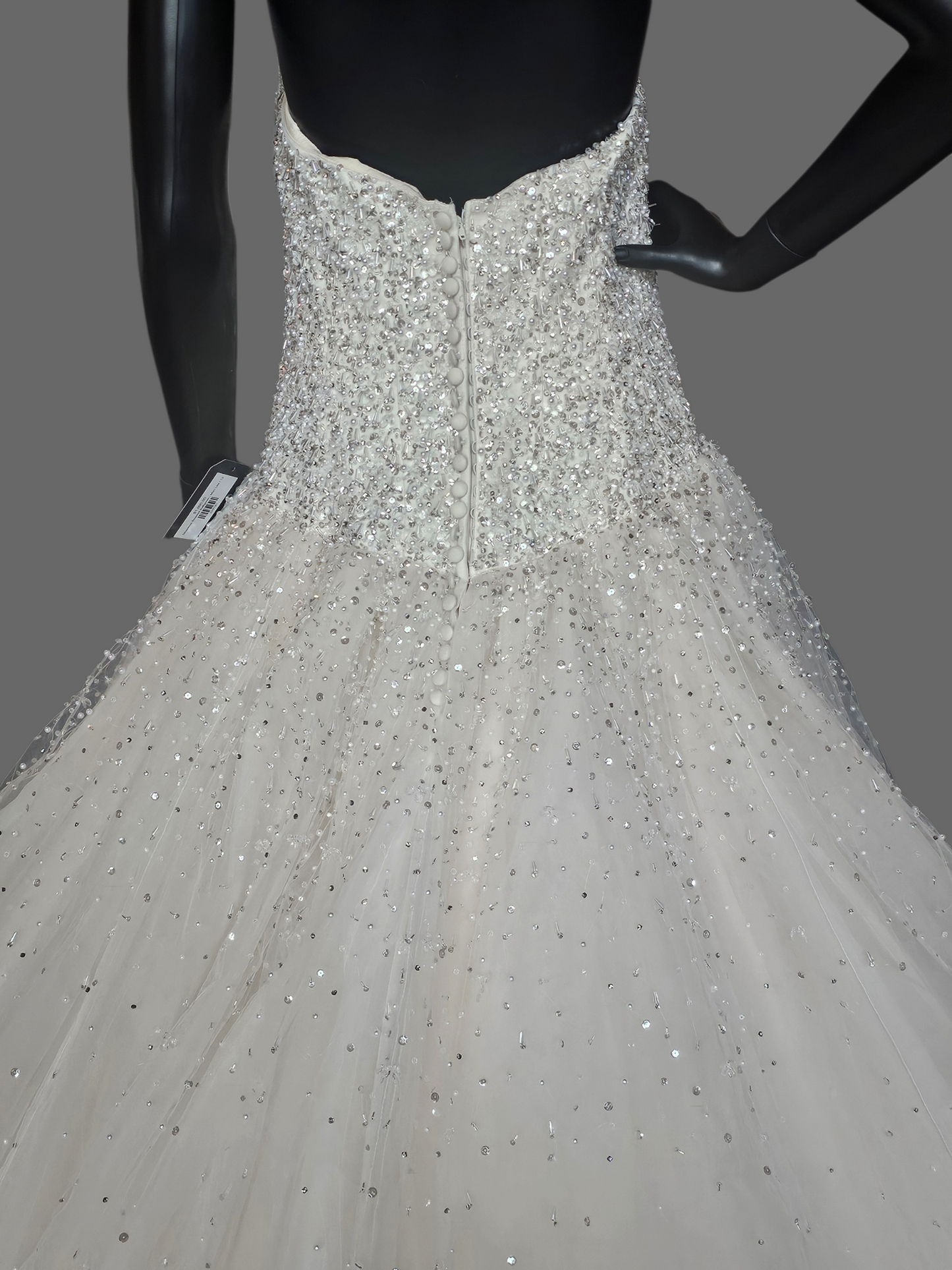 Ivory Strapless Sweatheart Beaded Drop Waist Ballgown - Mori Lee