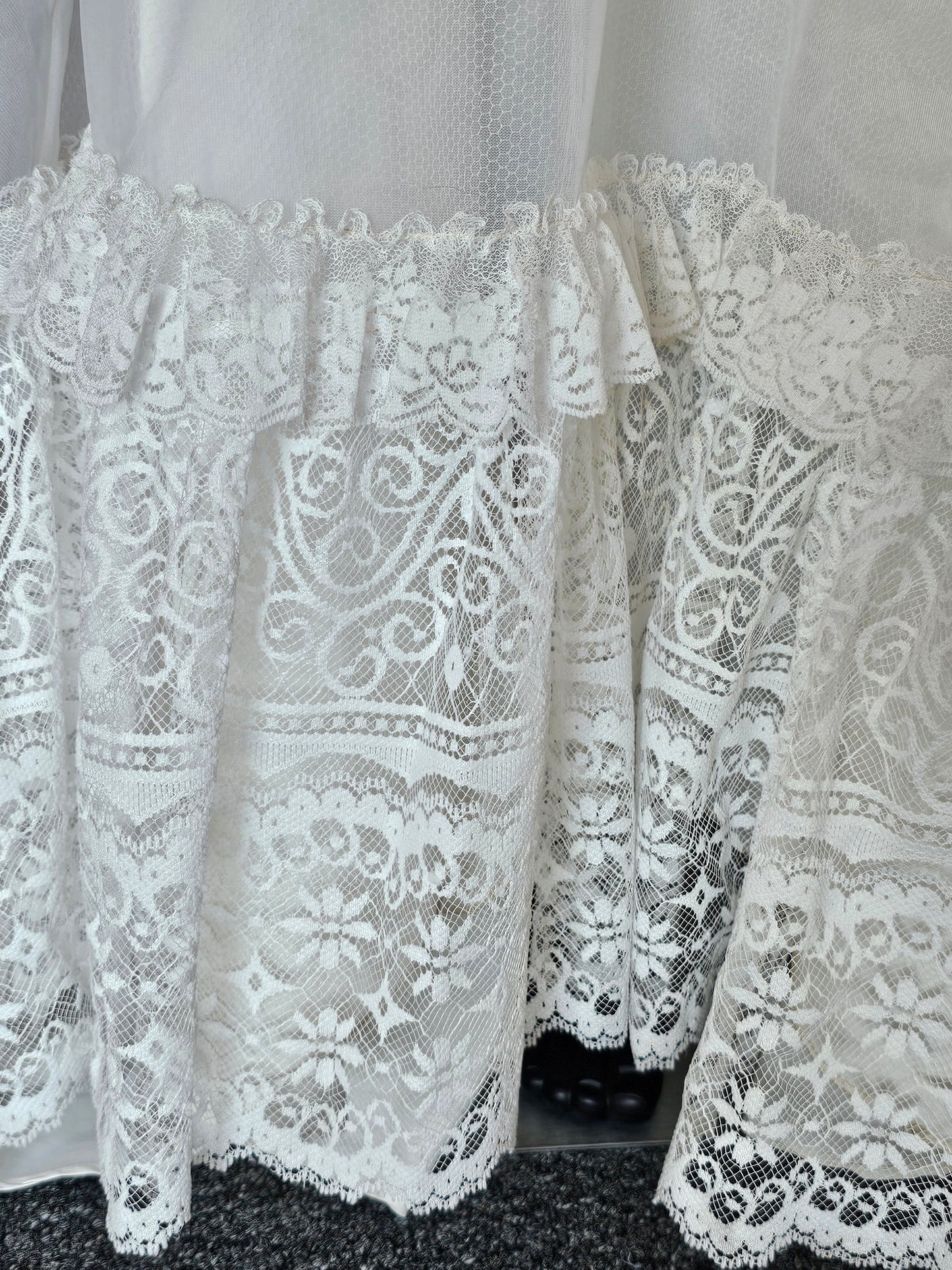 Vintage Victorian Lace High Collar Short Sleeve Wedding Gown