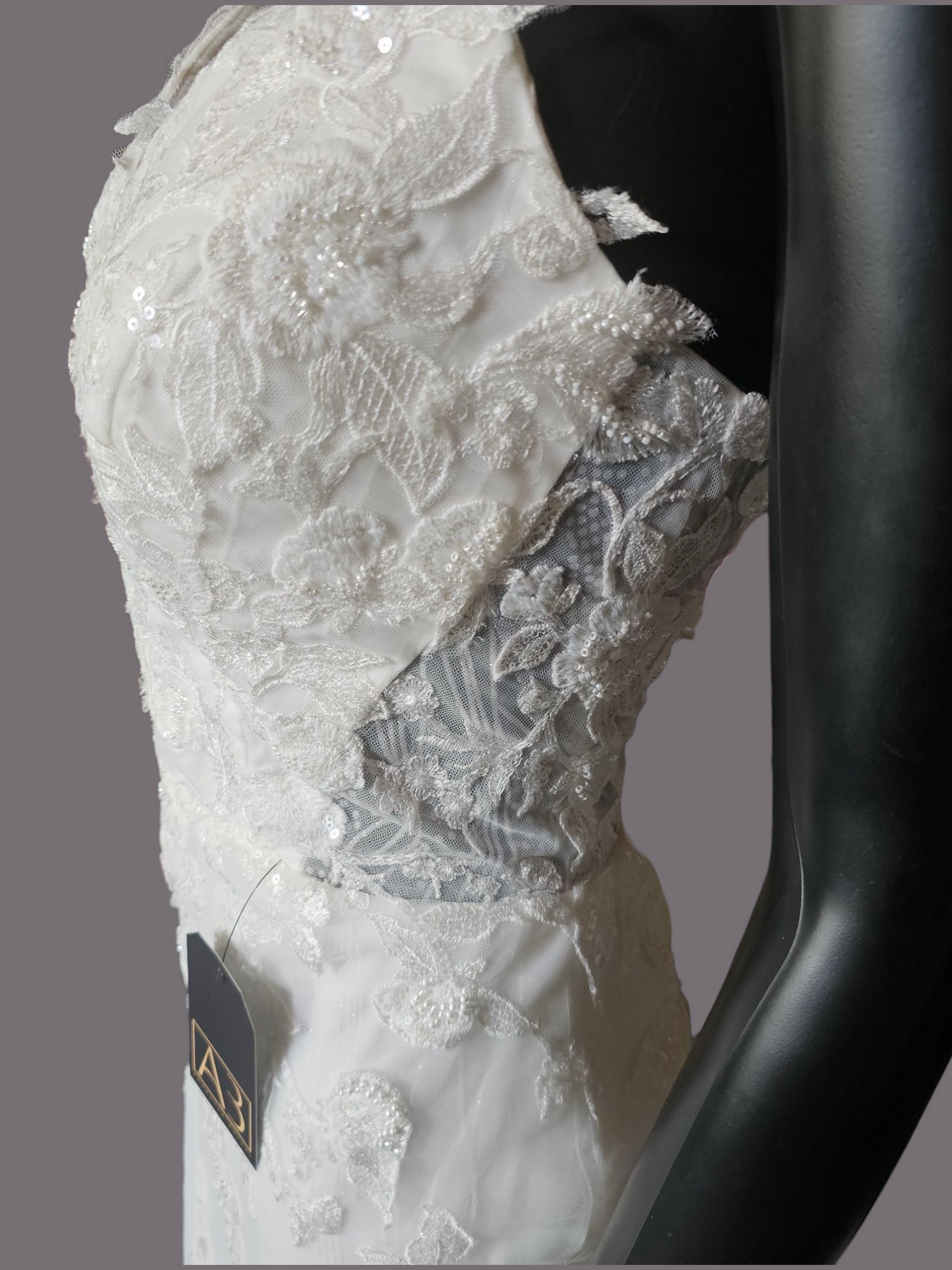 Layered Sequin Spaghetti Strap Fit and Flare Wedding Gown - Da Vinci