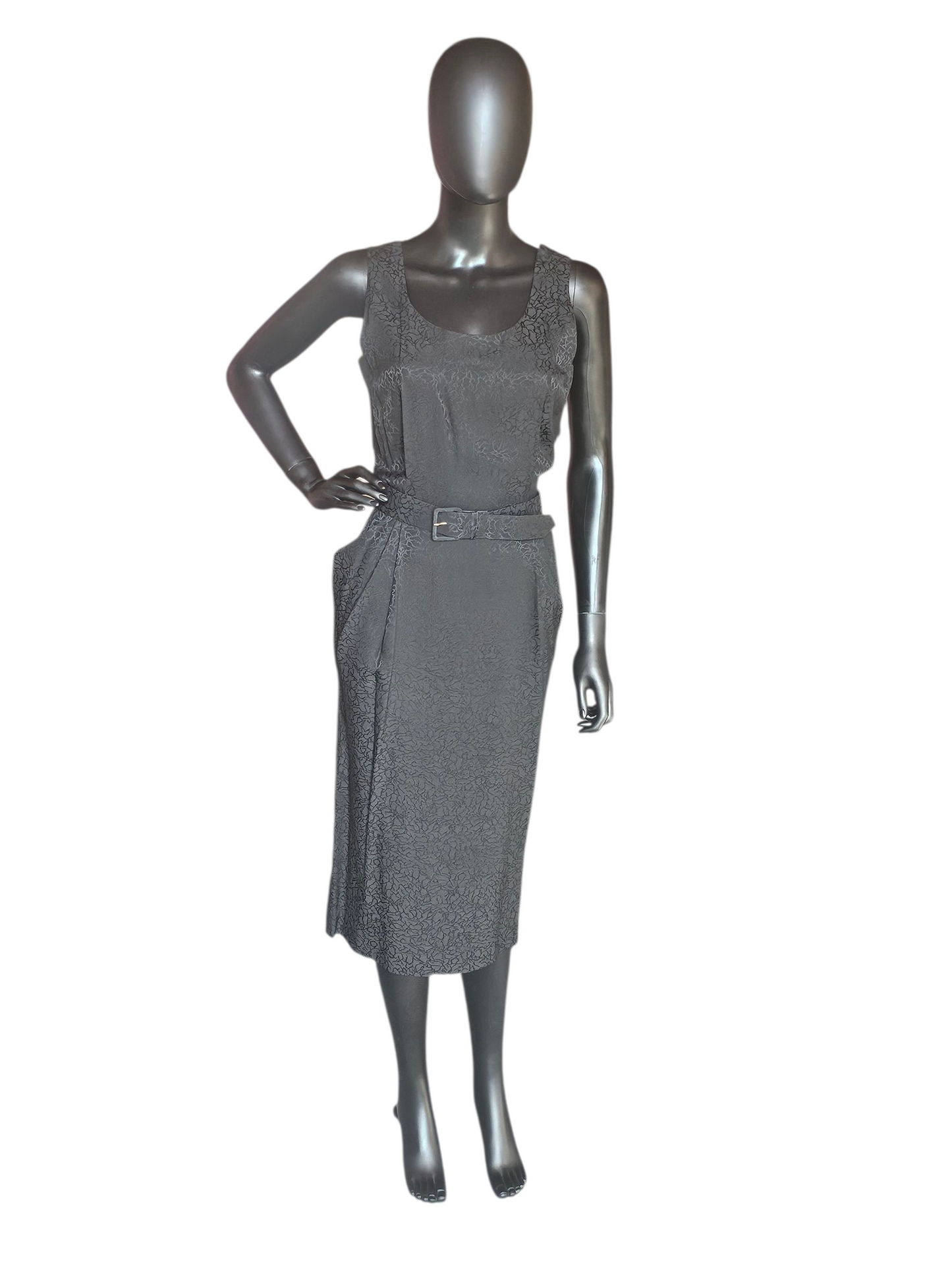 Vintage Black Silk Belted Dress W/Jacket