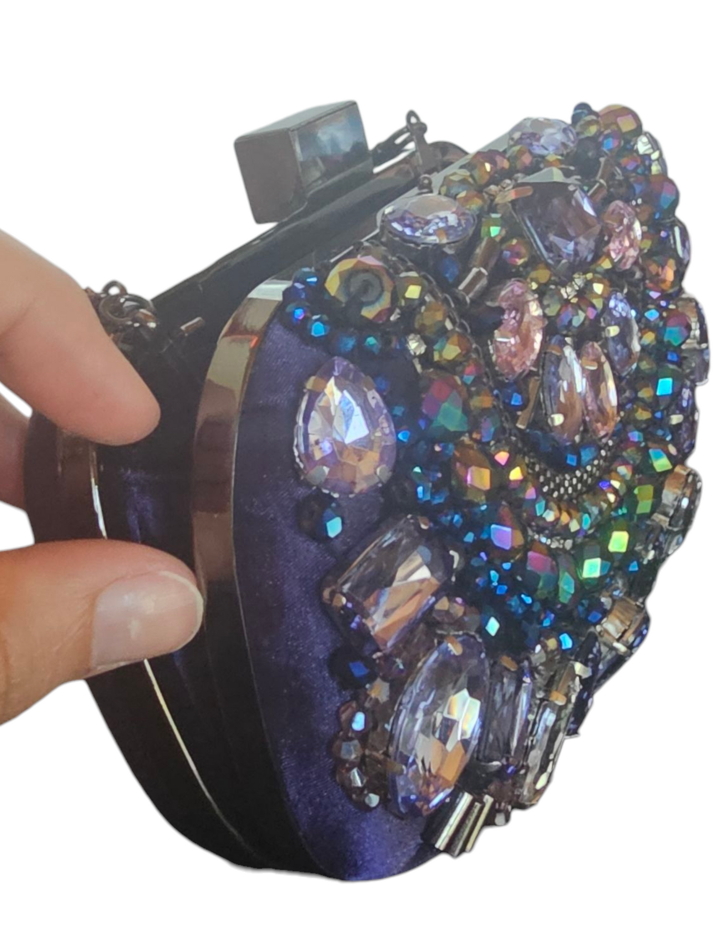 Purple Iridescent Crystal/Beaded Clutch
