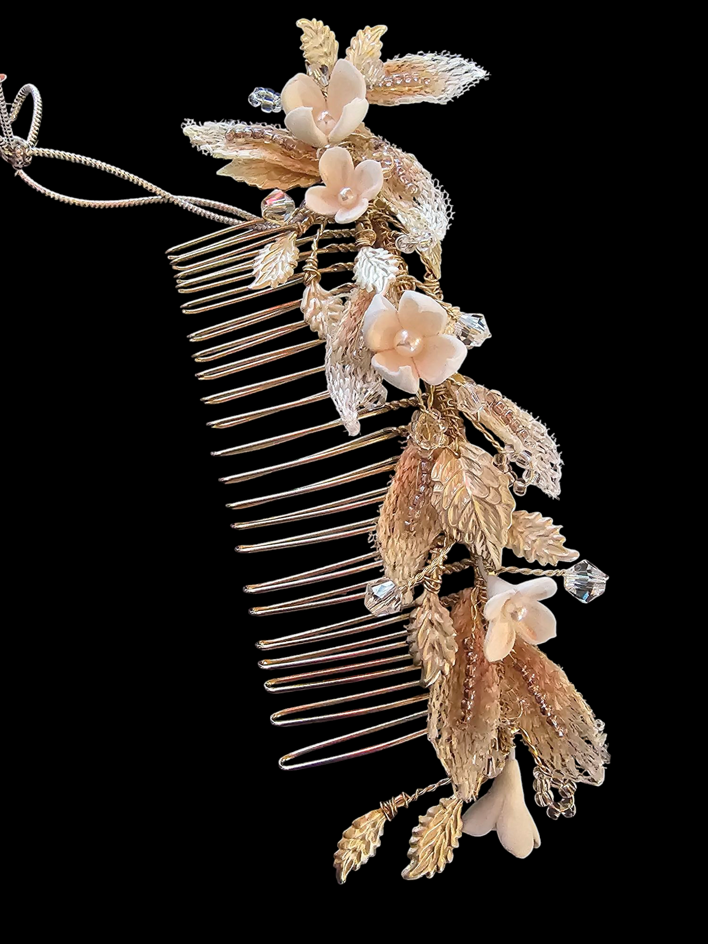 Clay Flower/Soft Gold Hair Comb - Marionat