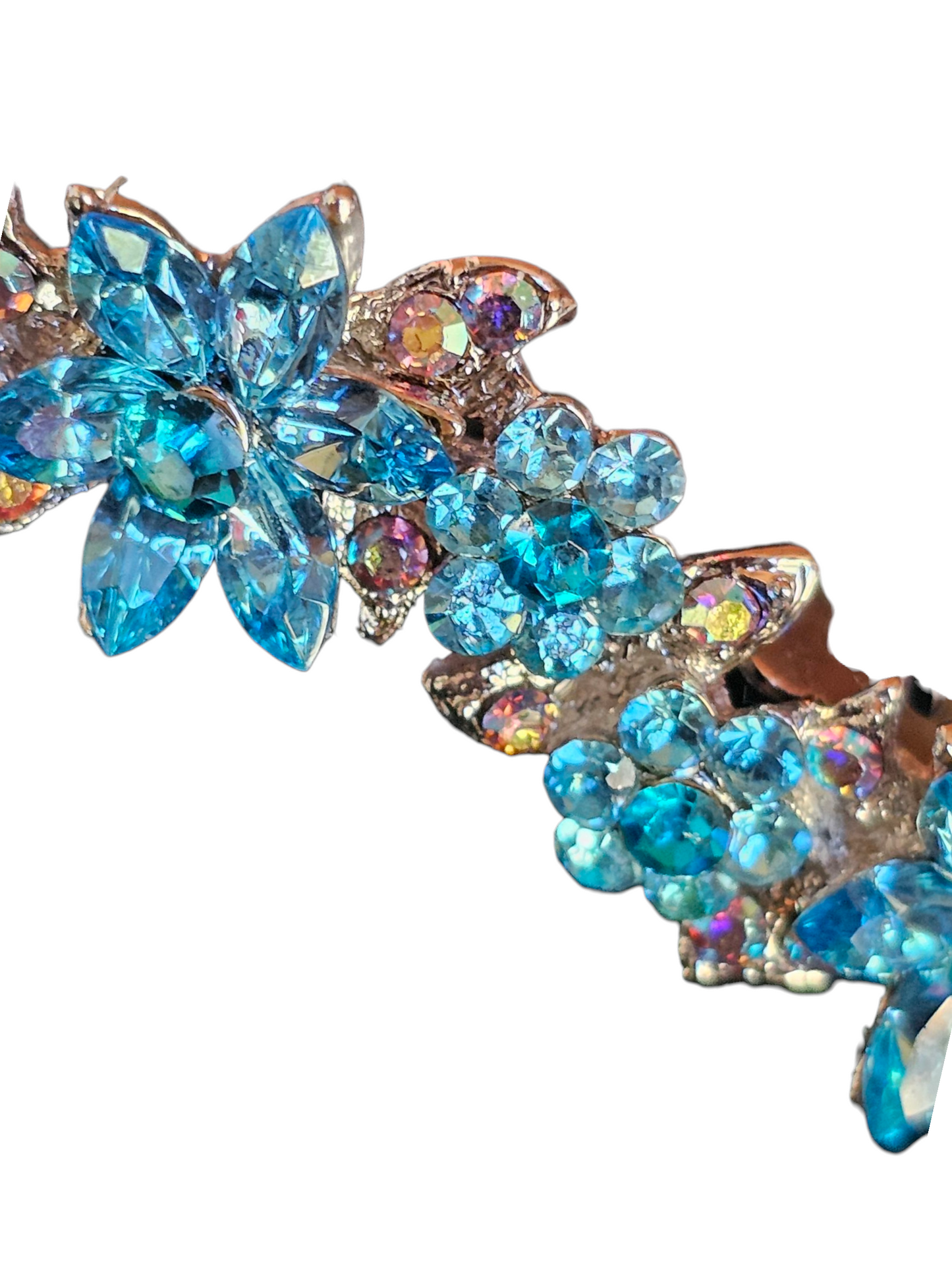 Blue Flower Crystal Comb