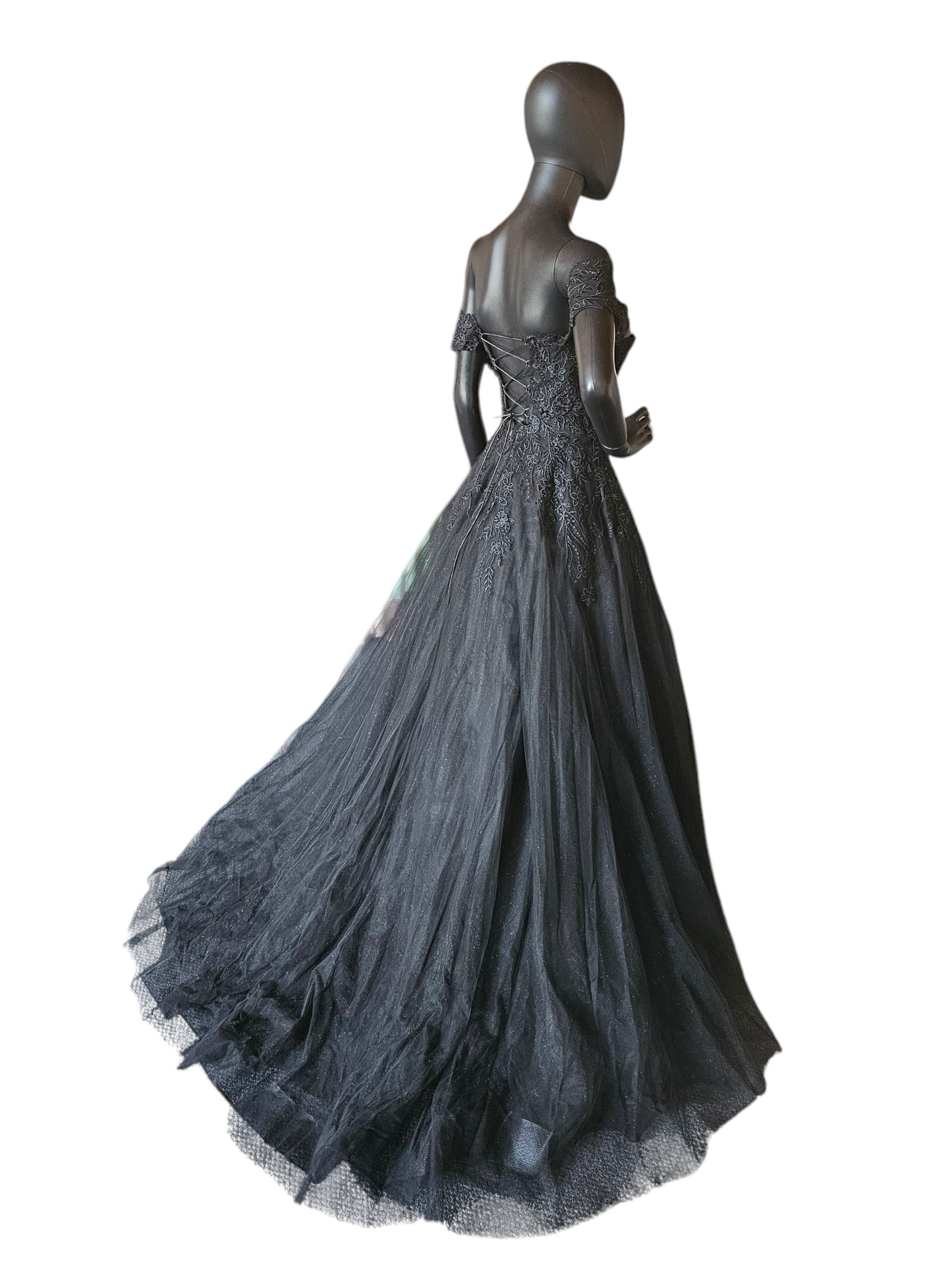 Black Off Shoulder Sparkle Wedding Gown - Nox NWT