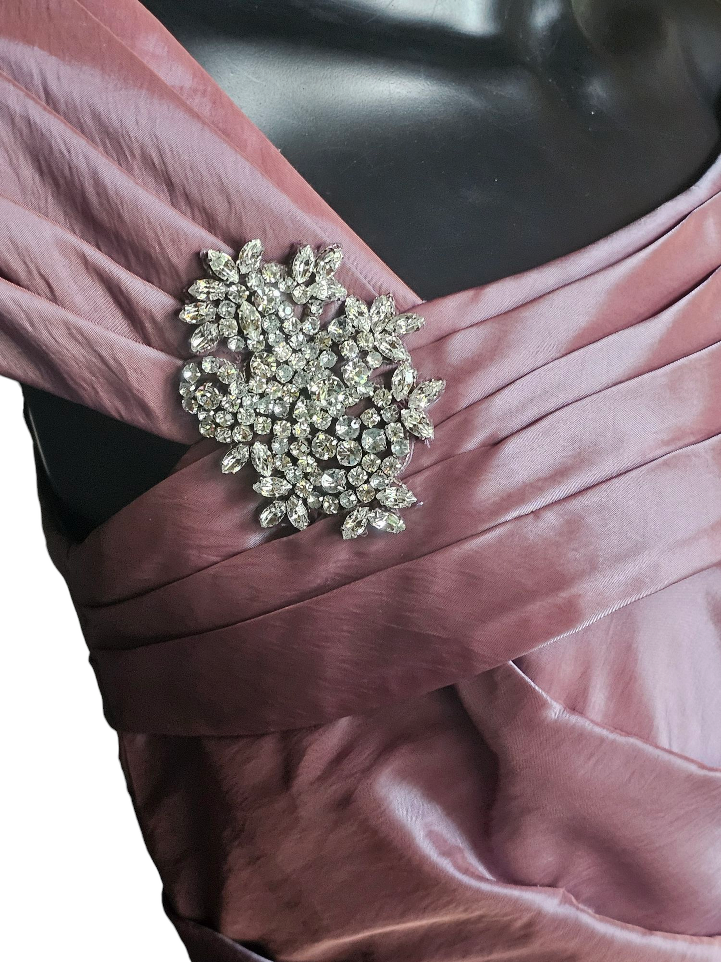 Iridescent Rose Taffeta Asymmetrical Off Shoulder Cocktail Dress - Jade