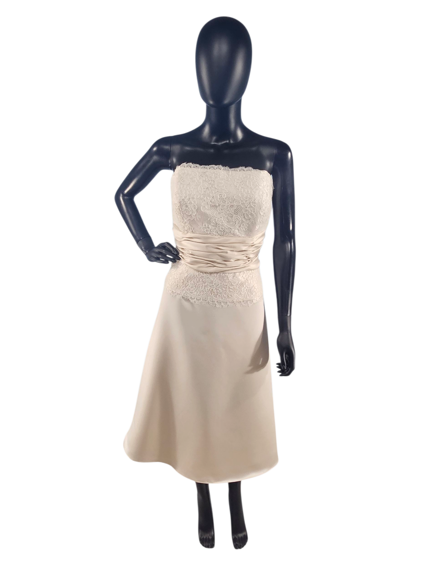 Ivory Lace/Satin Mid-Length Formal Dress - Forever Yours