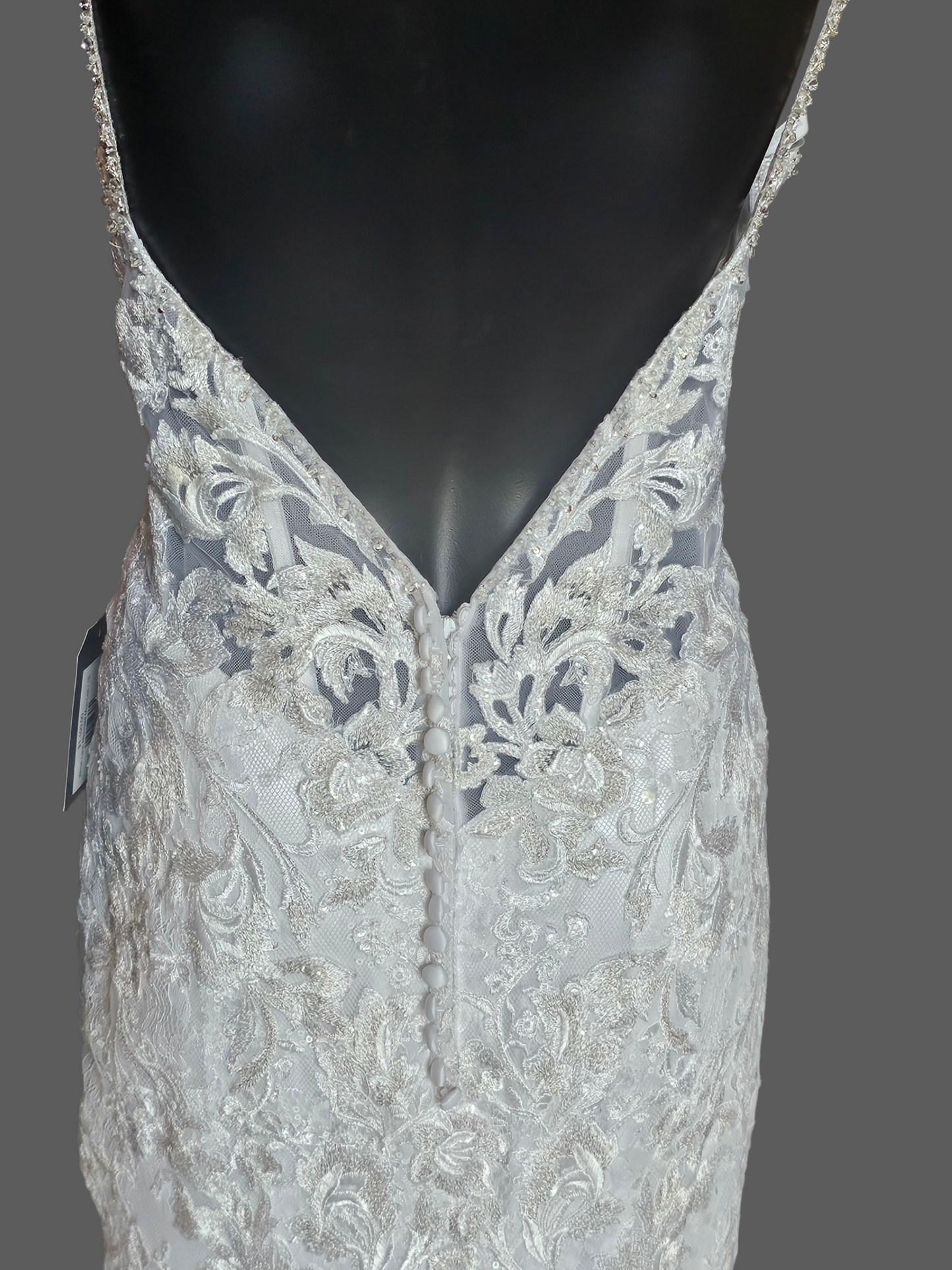 White Lace Metallic Embroidered Fit/Flare Wedding Gown - Mori Lee