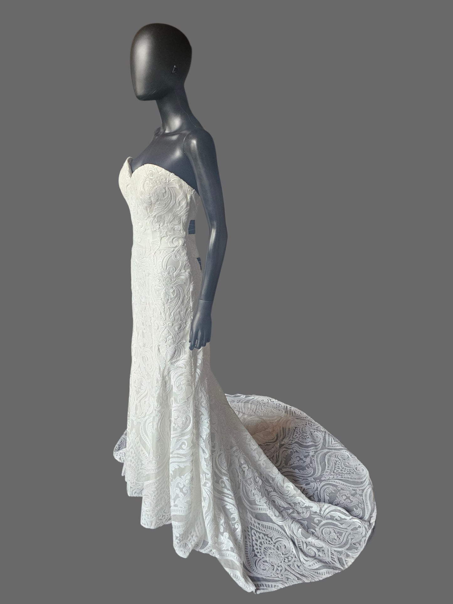 Full Sequin Deco Patterned Fit/Flare Wedding Gown - Da Vinci
