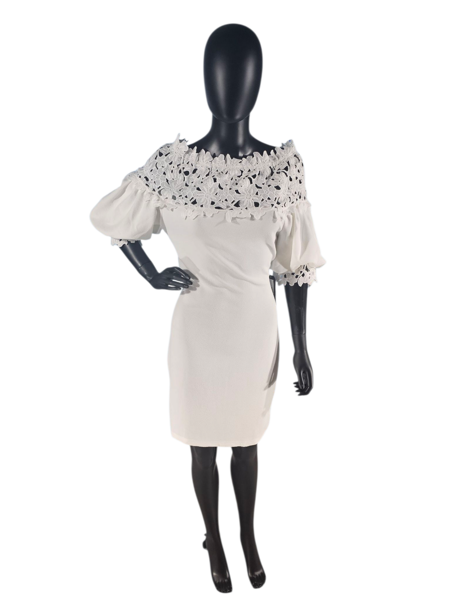 Angela Fashion White Stretch Crepe Dress