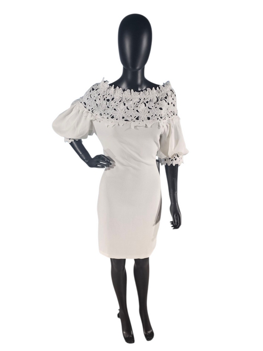 Angela Fashion White Stretch Crepe Dress