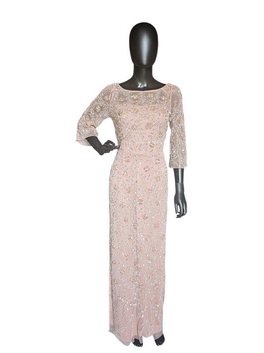 Rose Beaded 3/4 Sleeve Formal Dress - Aiden Mattox NWT