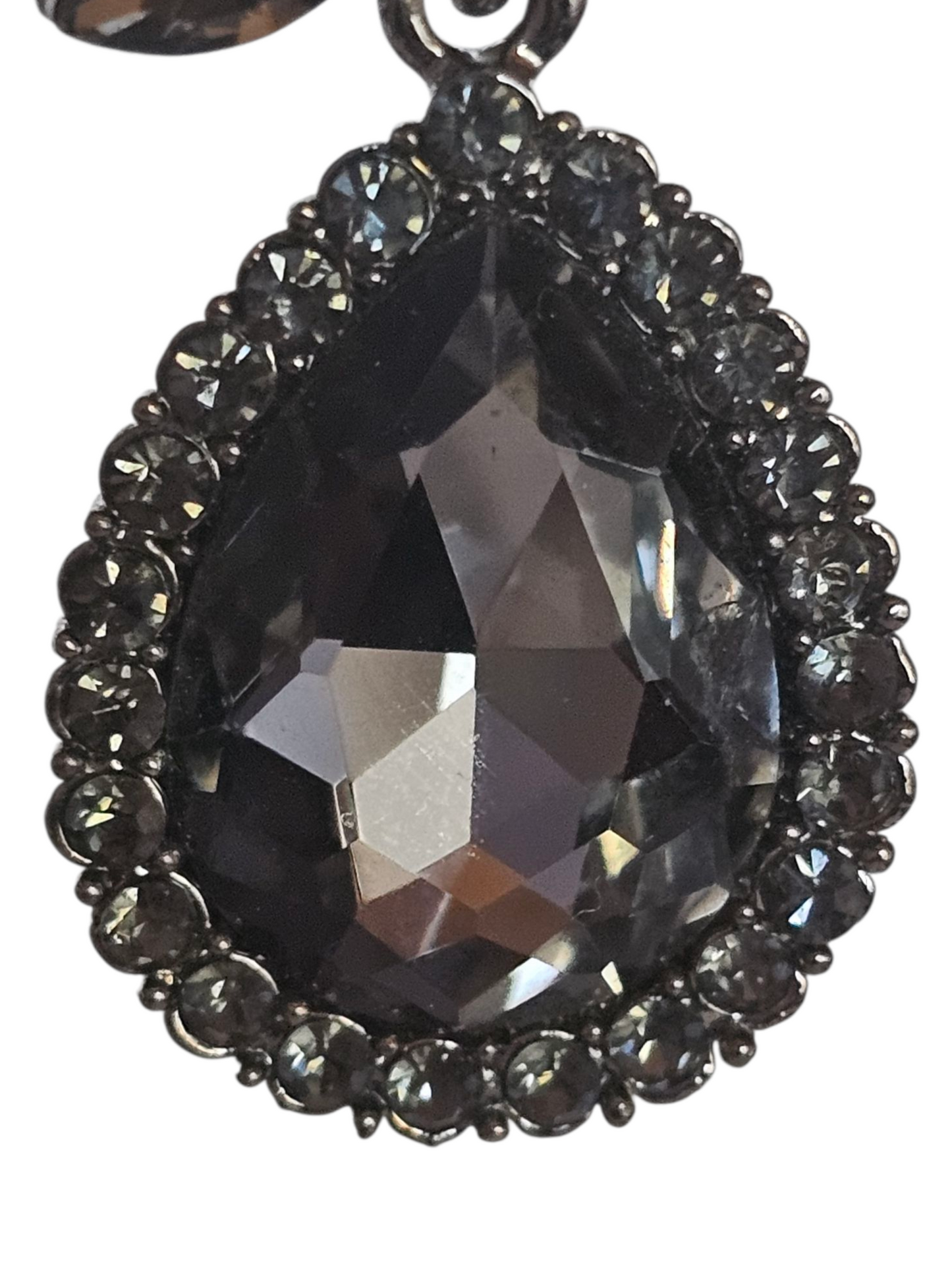 Black Metallic Teardrop Earring