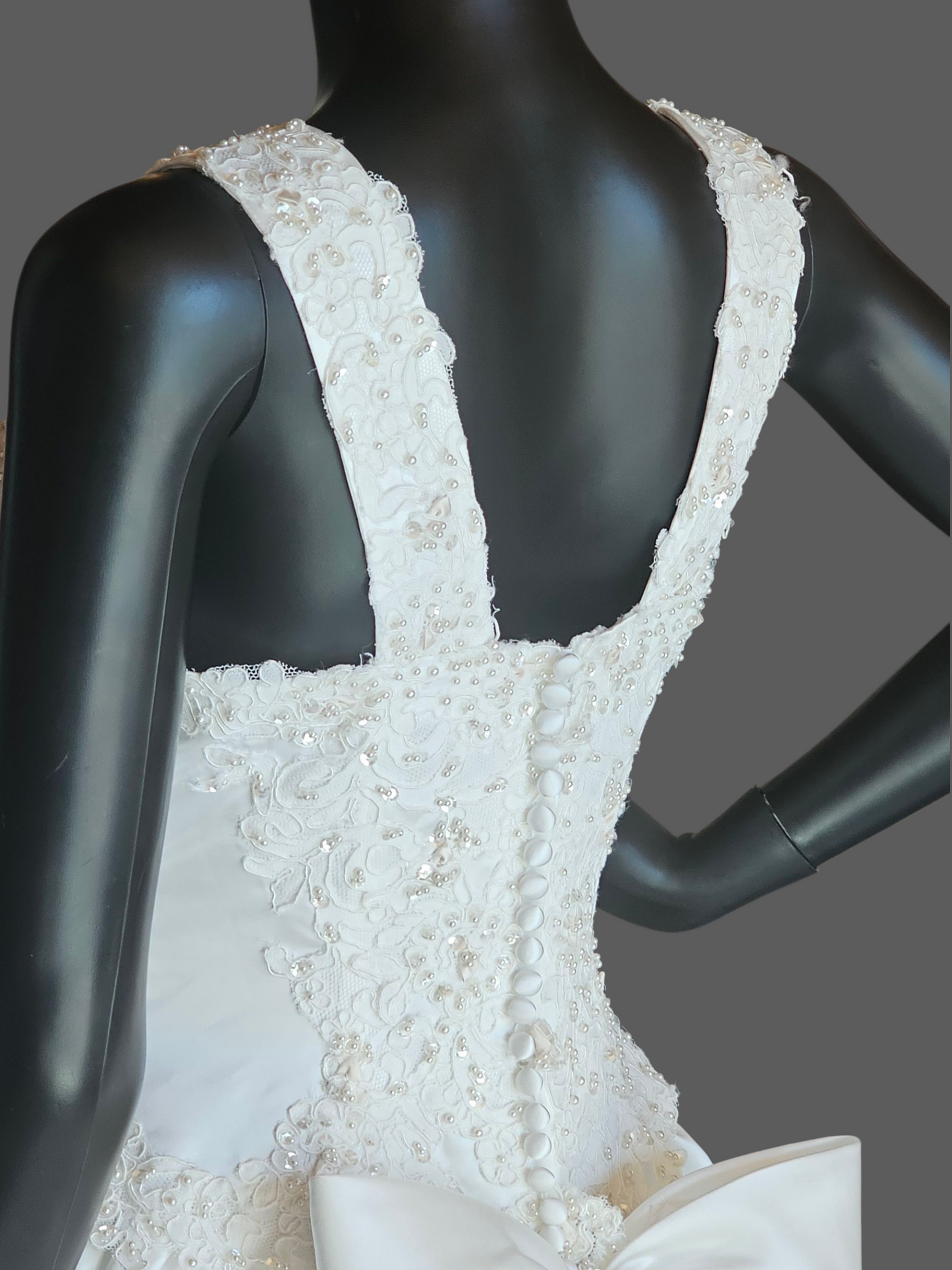 Vintage 2-Tone Square Neck Renaissance Waist Wedding Gown - Michelangelo