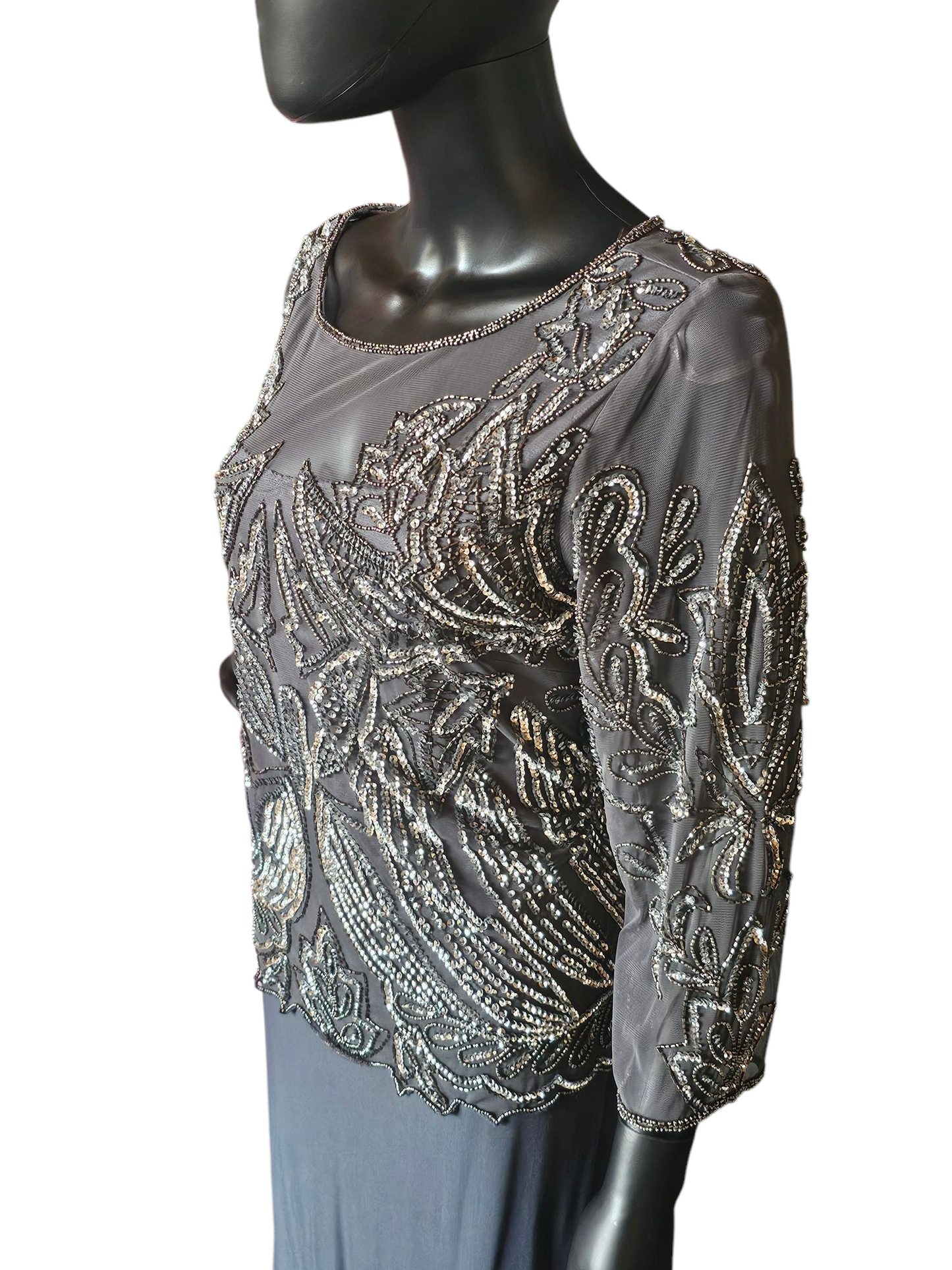 Grey Silver Sequin Illusion Formal - Pisarro Nights