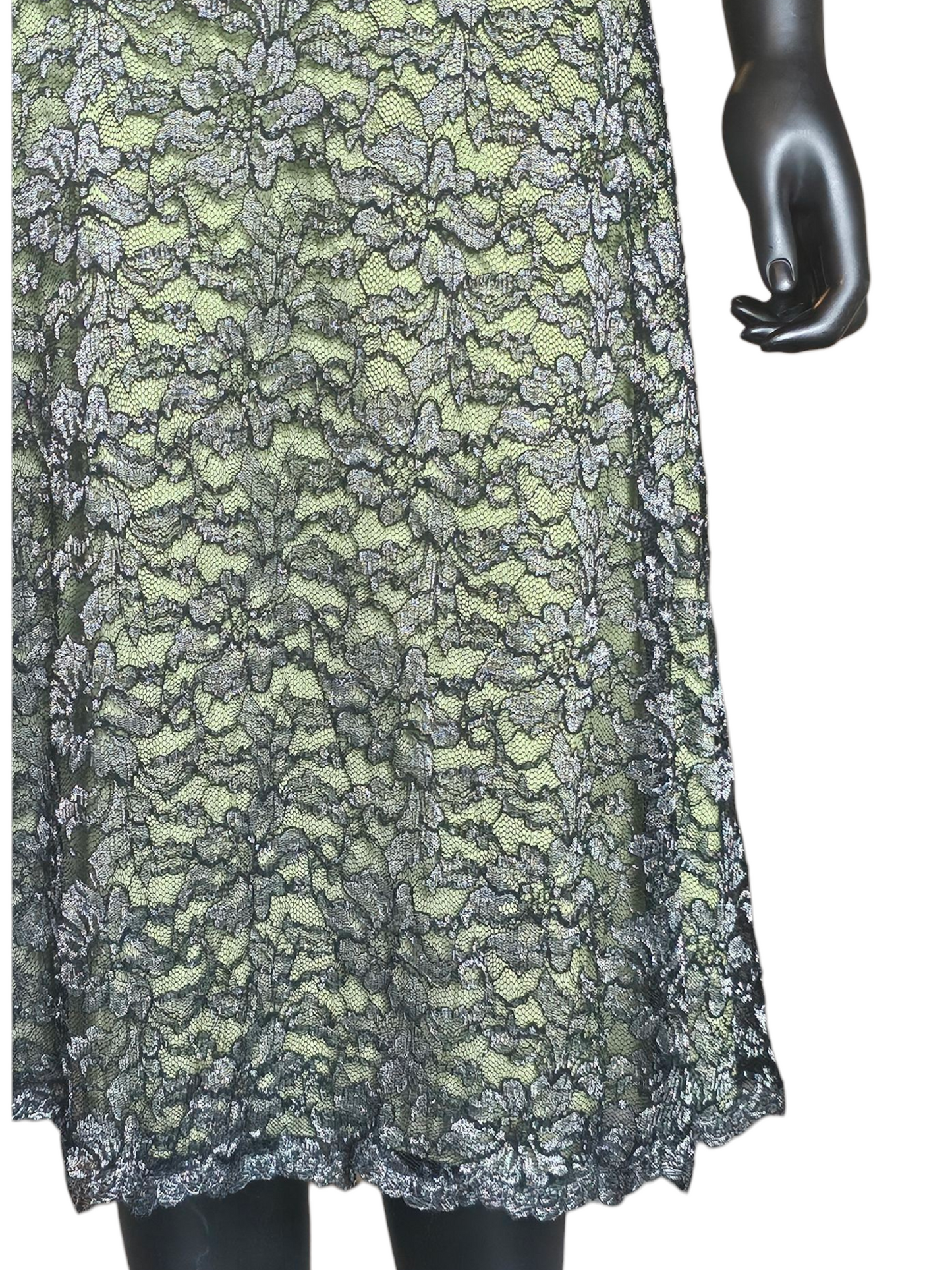 Apple Green/Black Lace A-Line Cocktail Dress - Alexia
