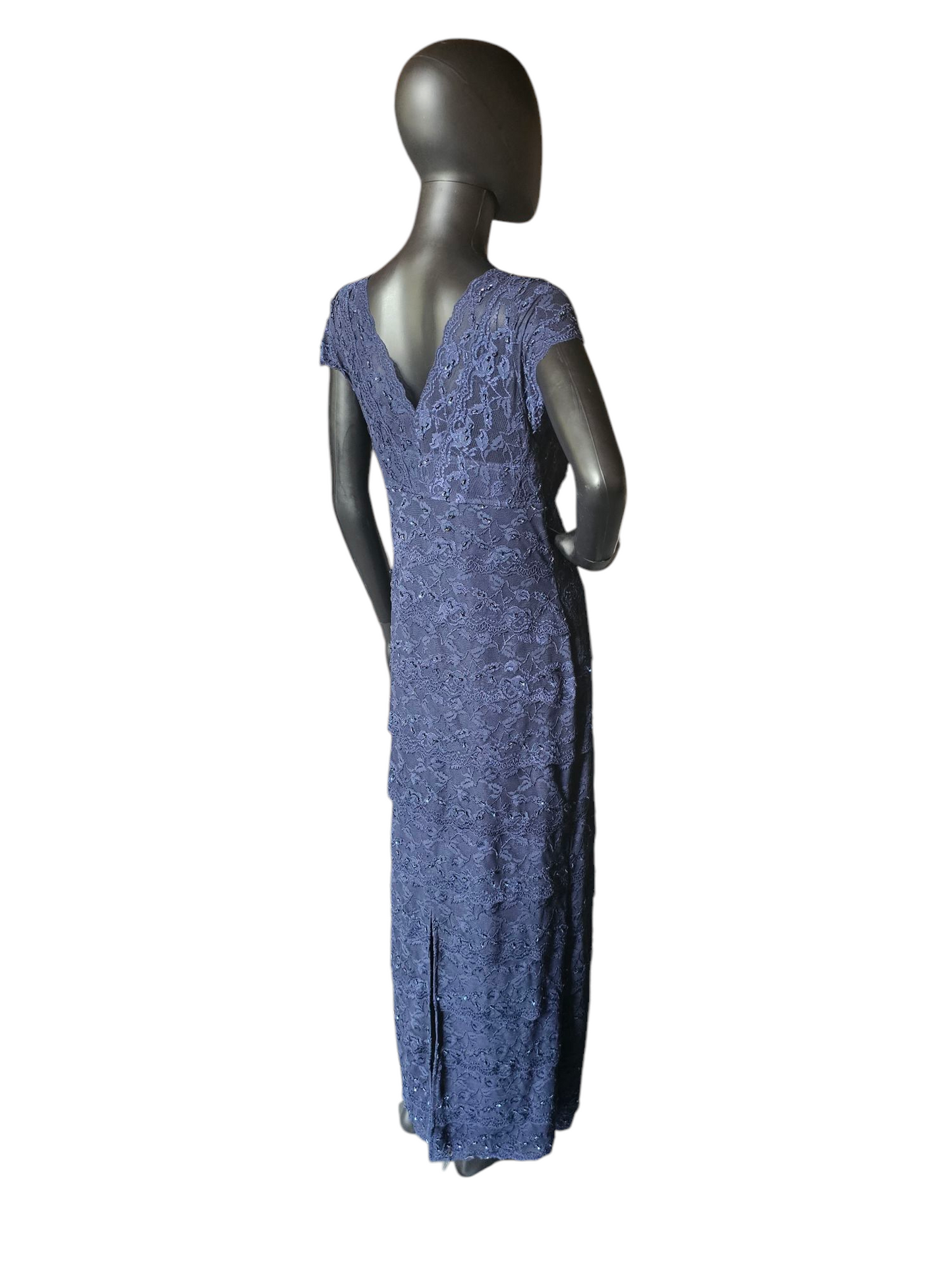 Navy Stretch Lace Cap Sleeve - PETITE