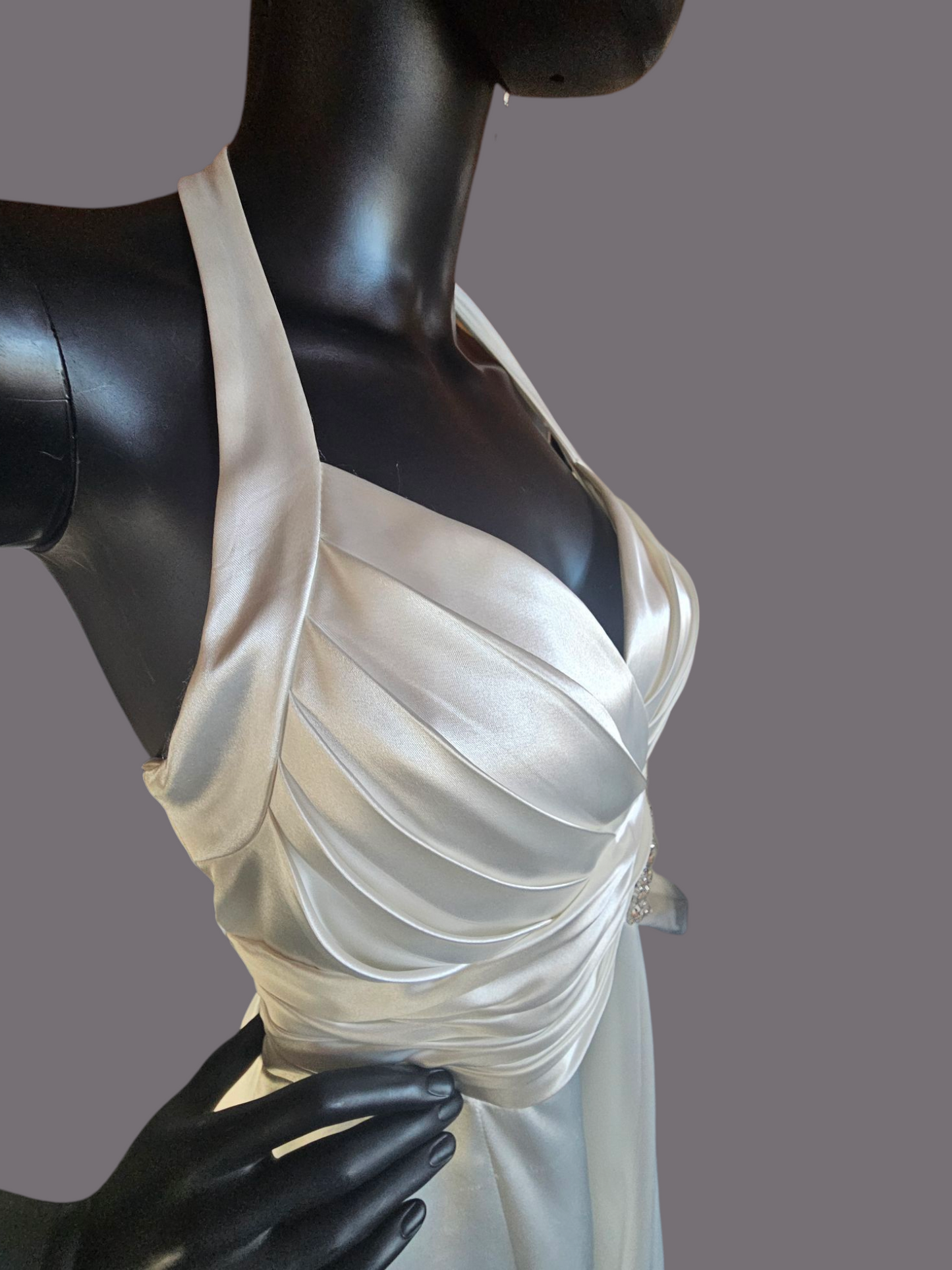 Juju & Christine Silk Satin Short Wedding Gown