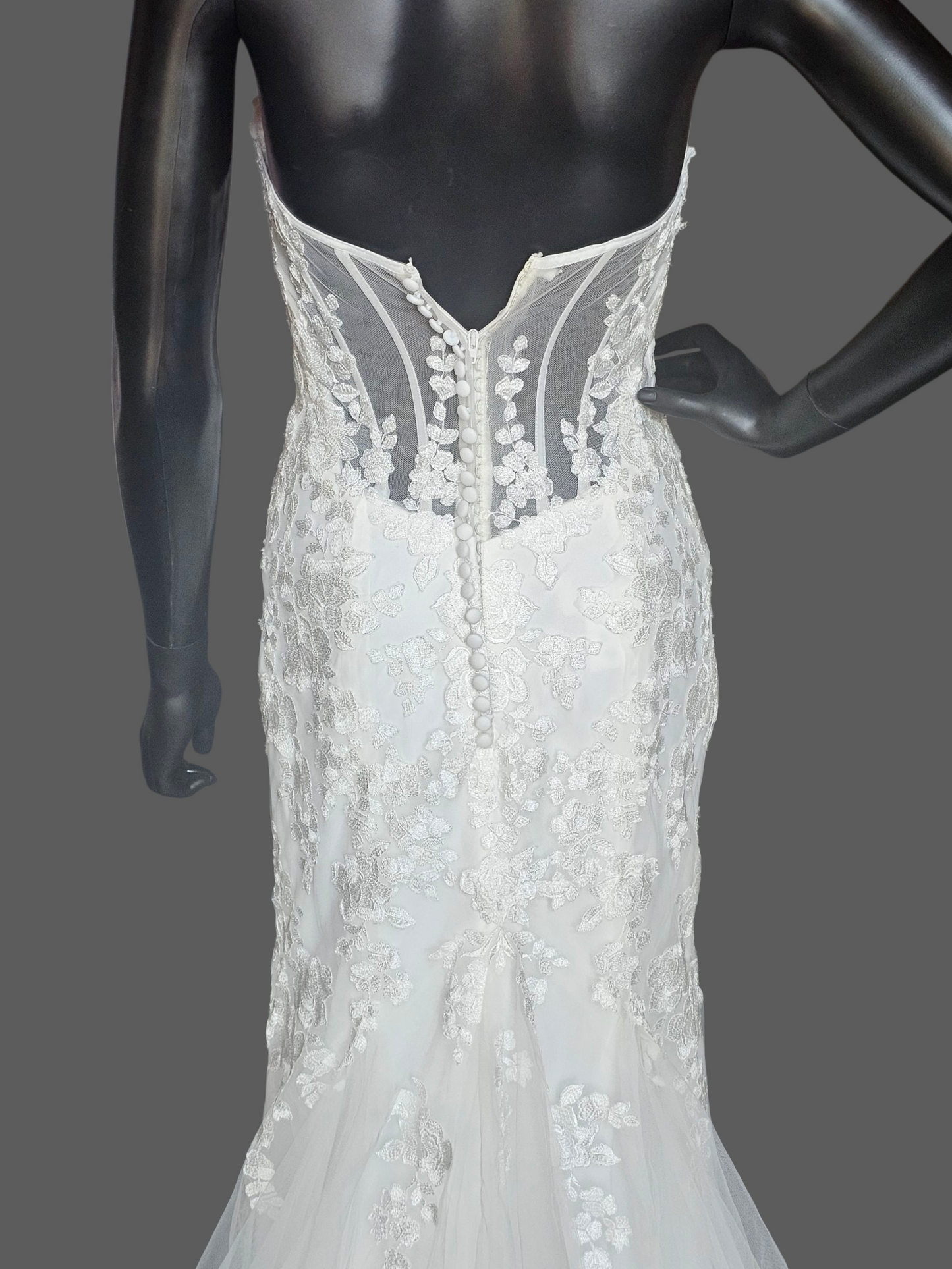 Strapless Lace Sweetheart Fit/Flare Wedding Gown - Rebecca Ingram