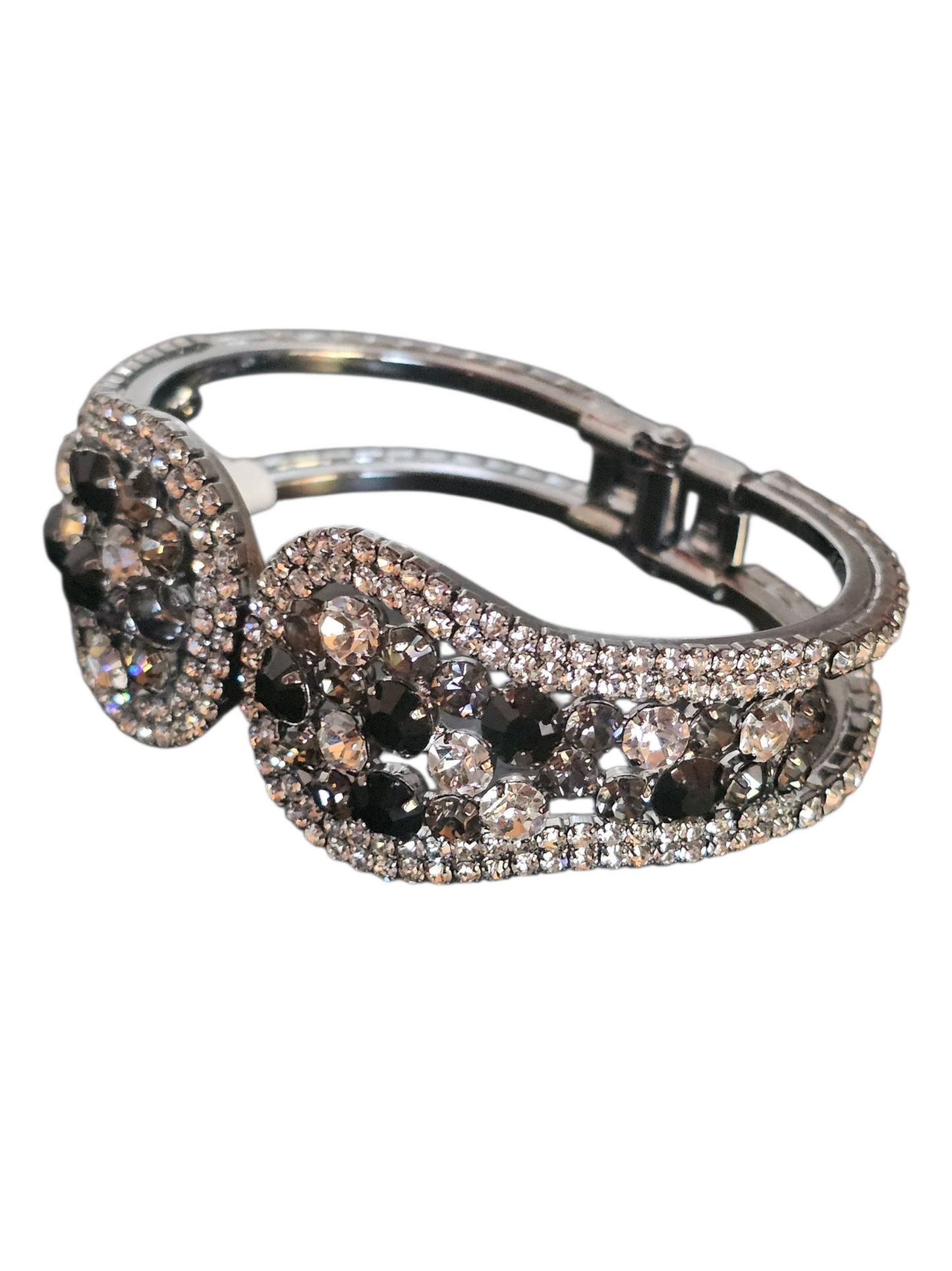 Black/White Rhinestone Cuff Bracelet