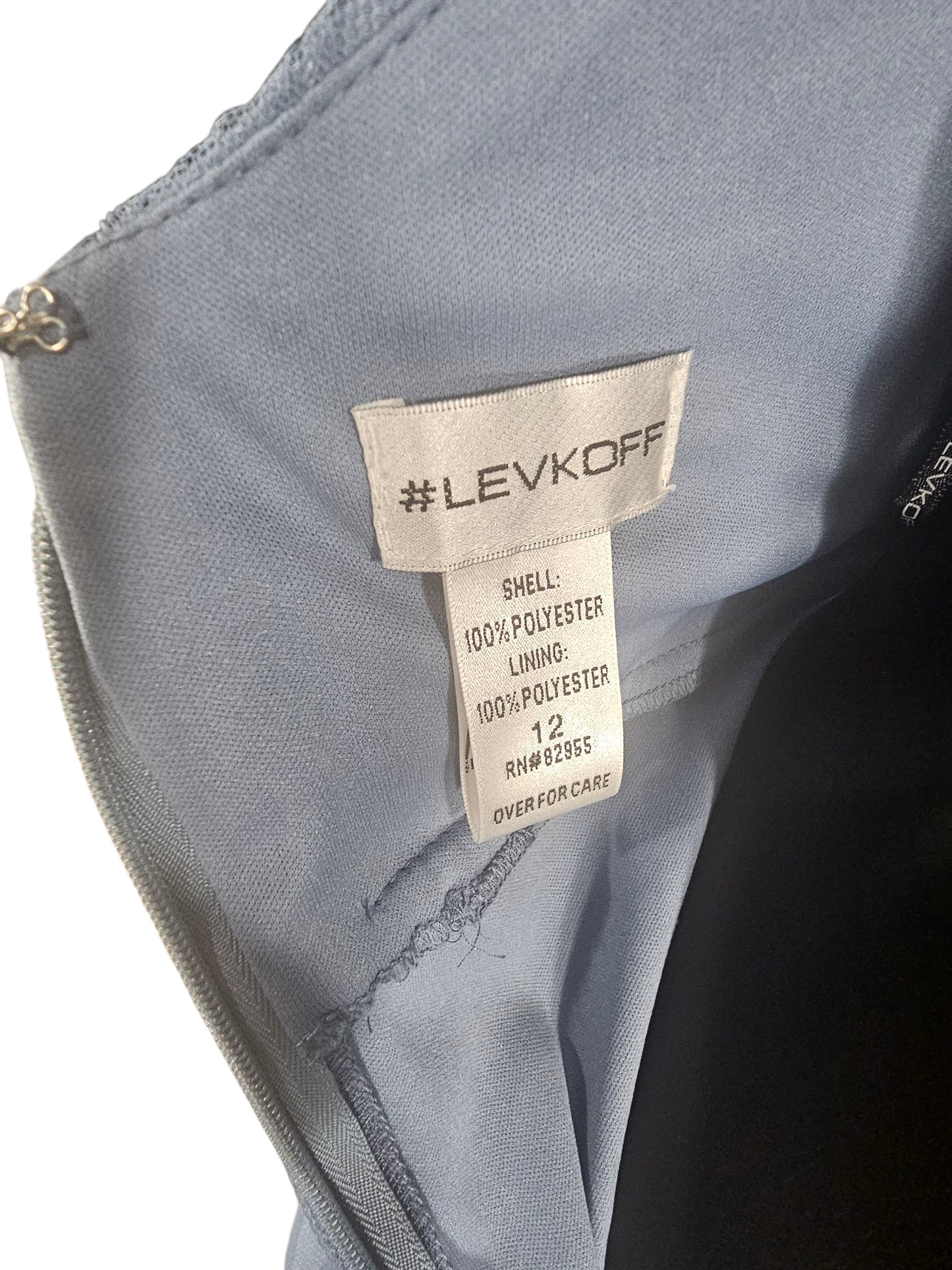 Slate Net/Tulle Tea Length Halter Formal Dress - Bill Levkoff