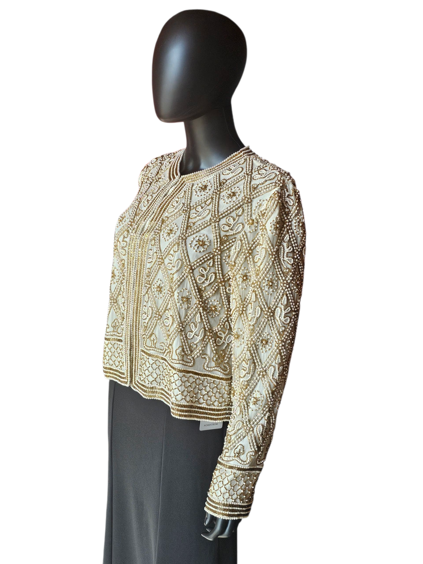 Ivory/Gold/Pearl 100% Silk Jacket