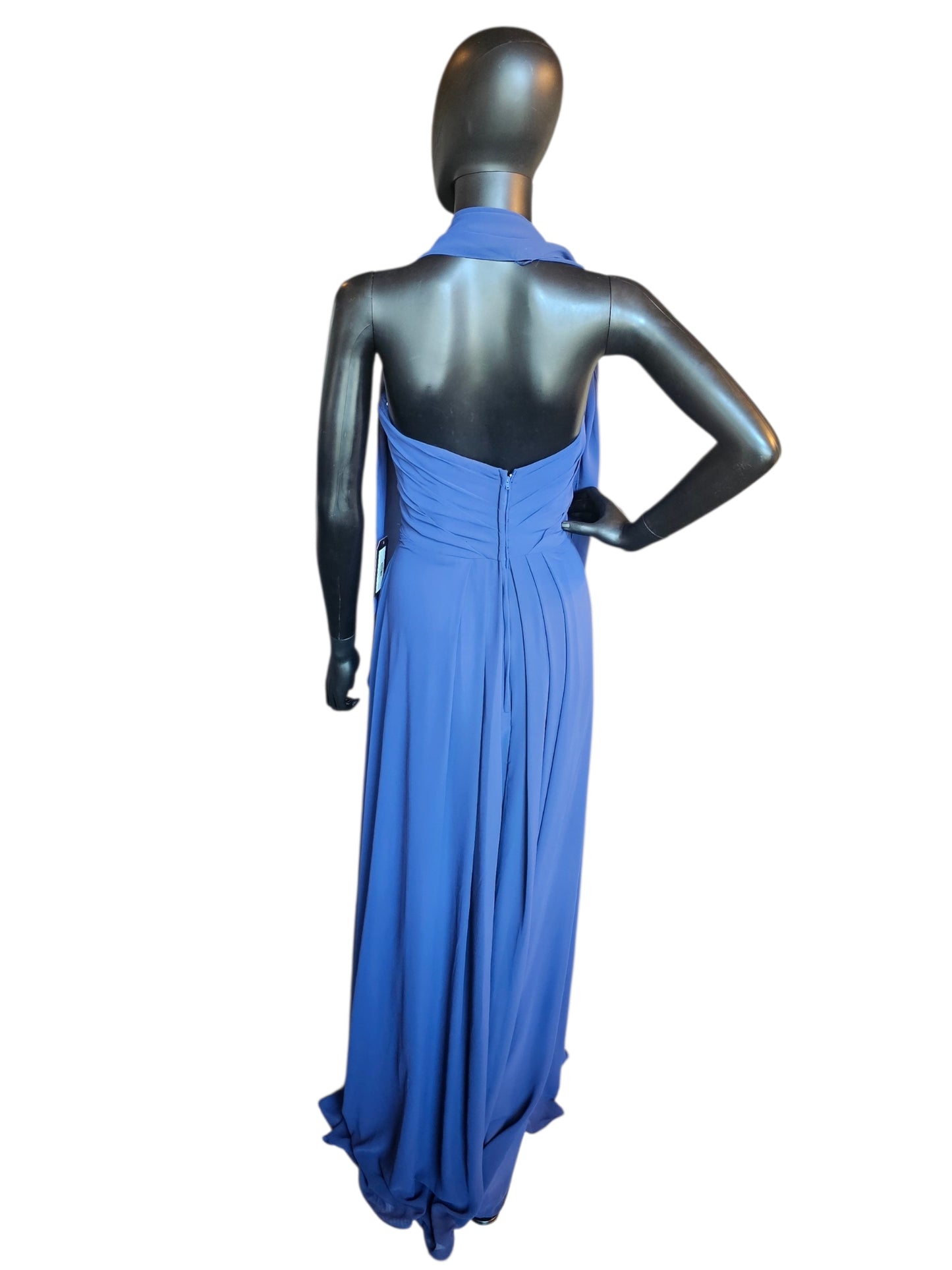 Sapphire Chiffon Sweetheart Side Ruched A-Line W/Shawl Maxi Formal Dress - Mori Lee