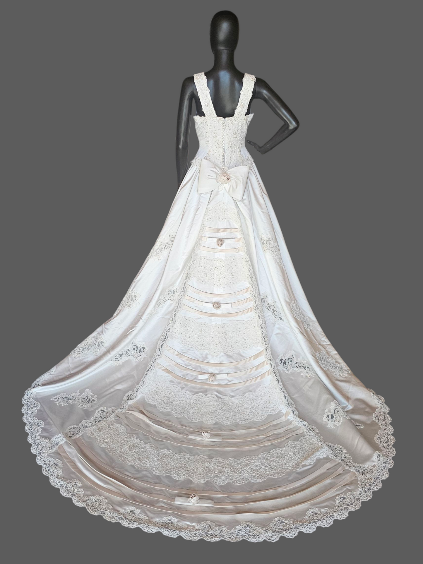 Vintage 2-Tone Square Neck Renaissance Waist Wedding Gown - Michelangelo