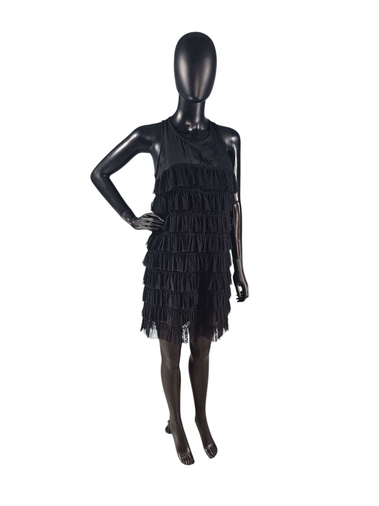 Black Chiffon Tiered Illusion Cocktail Dress - Twenty One