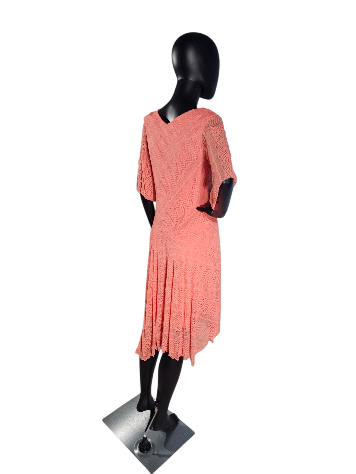 Coral Stretch Lace Bias Cut Handkerchief Hem Casual Dress - NWT Rabbit Rabbit Rabbit