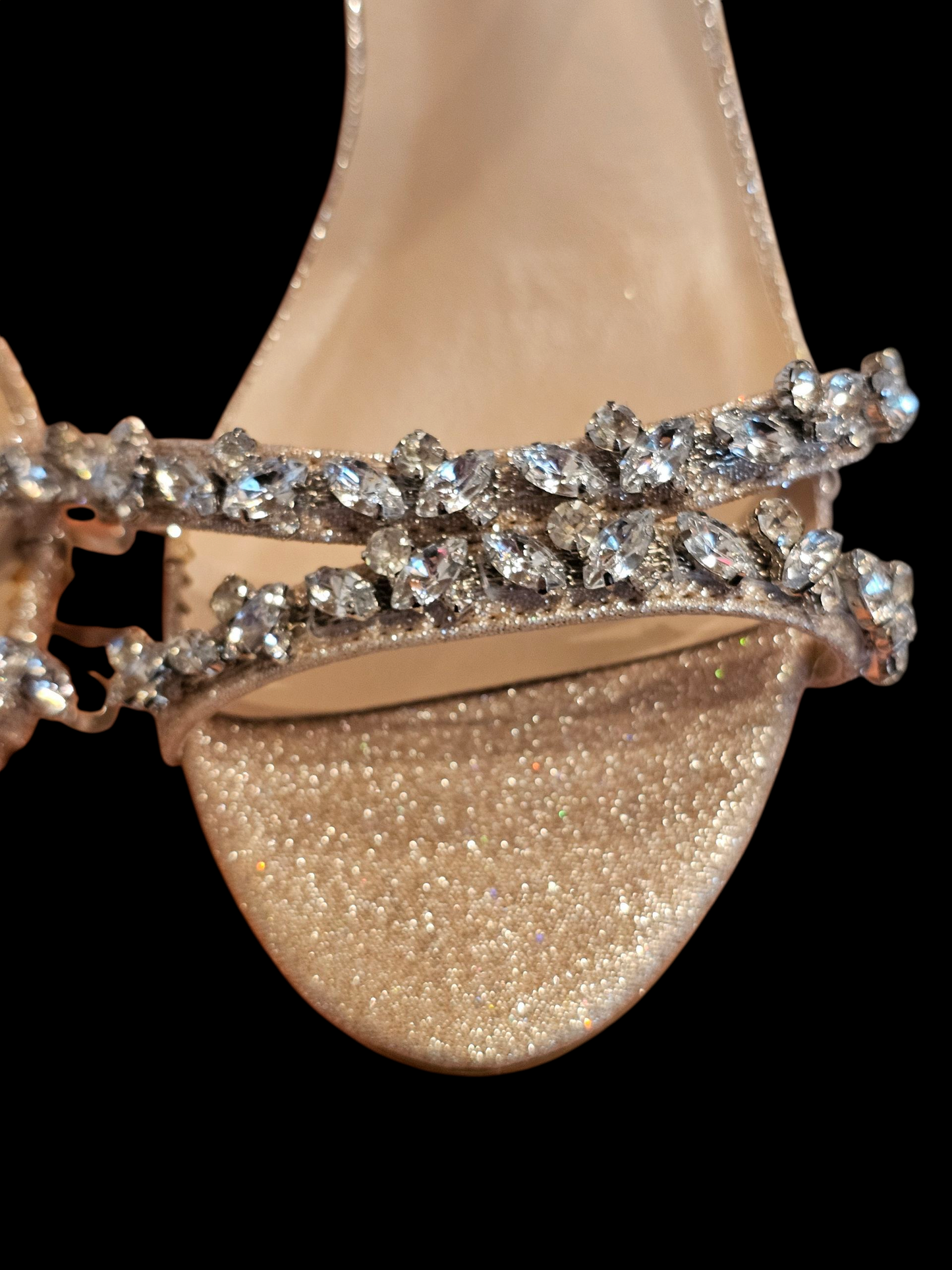 Blush Ankle Strap Crystal Detail  Sandal - NEW