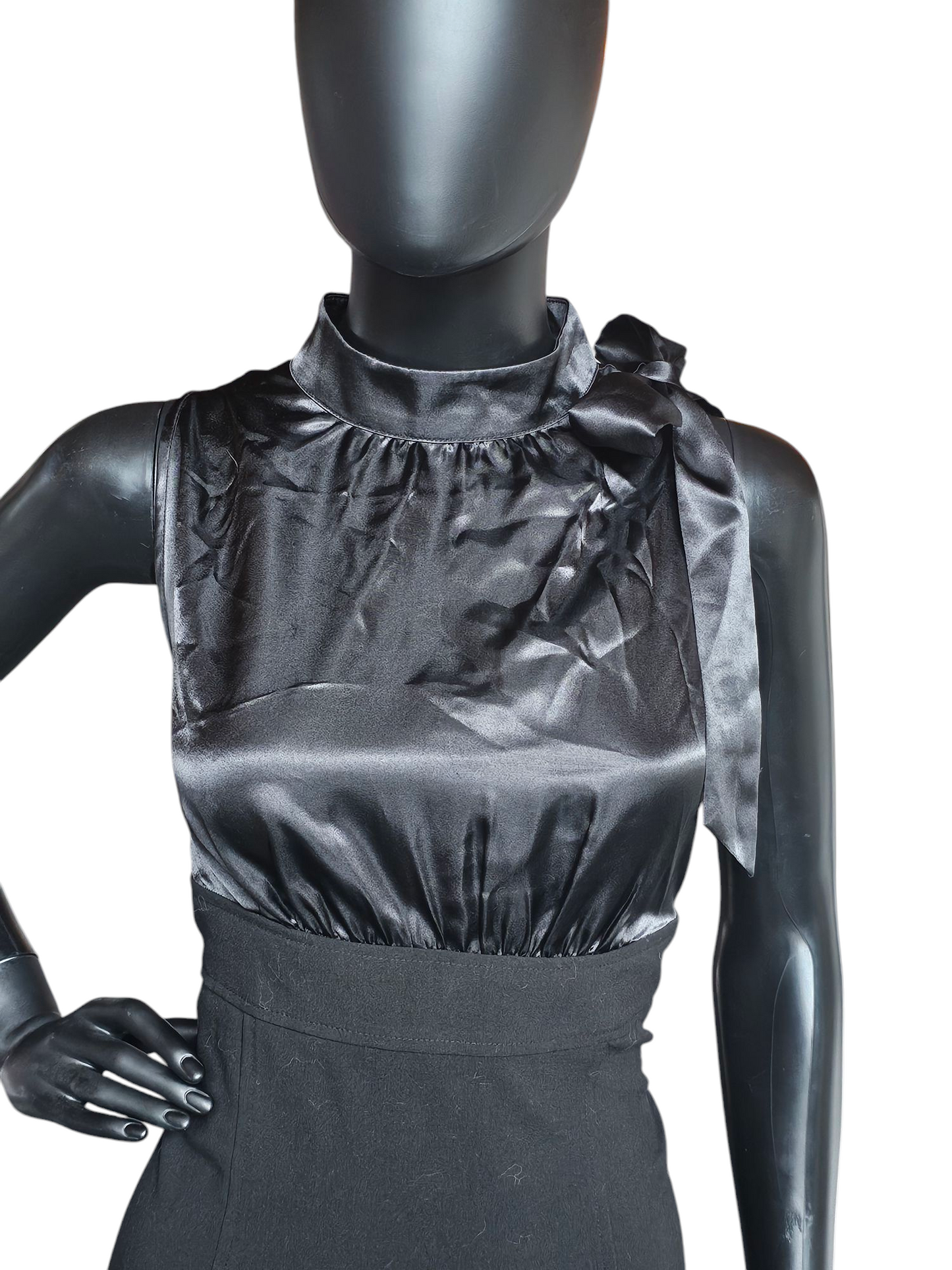 Black Pencil Skirt Satin Halter