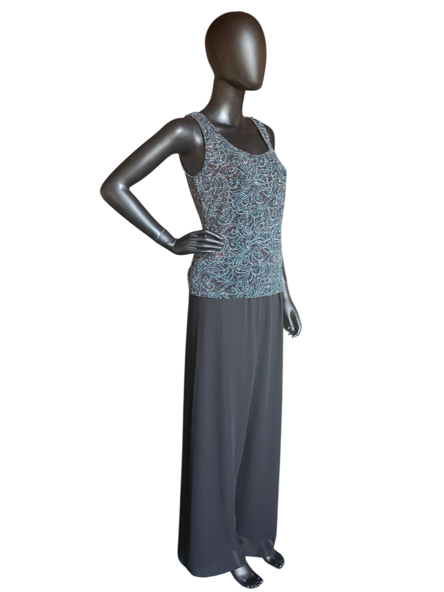 Black/White/Teal 3 Piece Formal Outfit - Alex Evenings