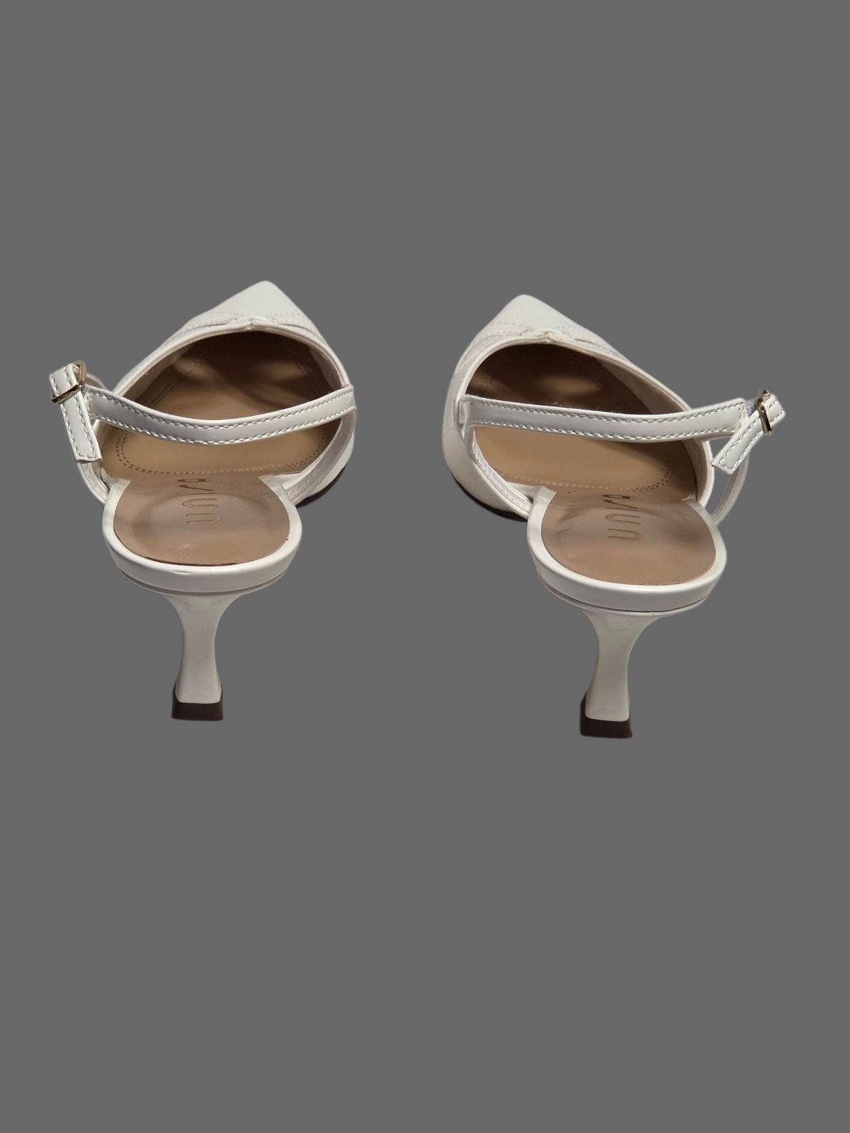 Ivory Patent Leather Slingback Kitten Heel Shoe - Unisa
